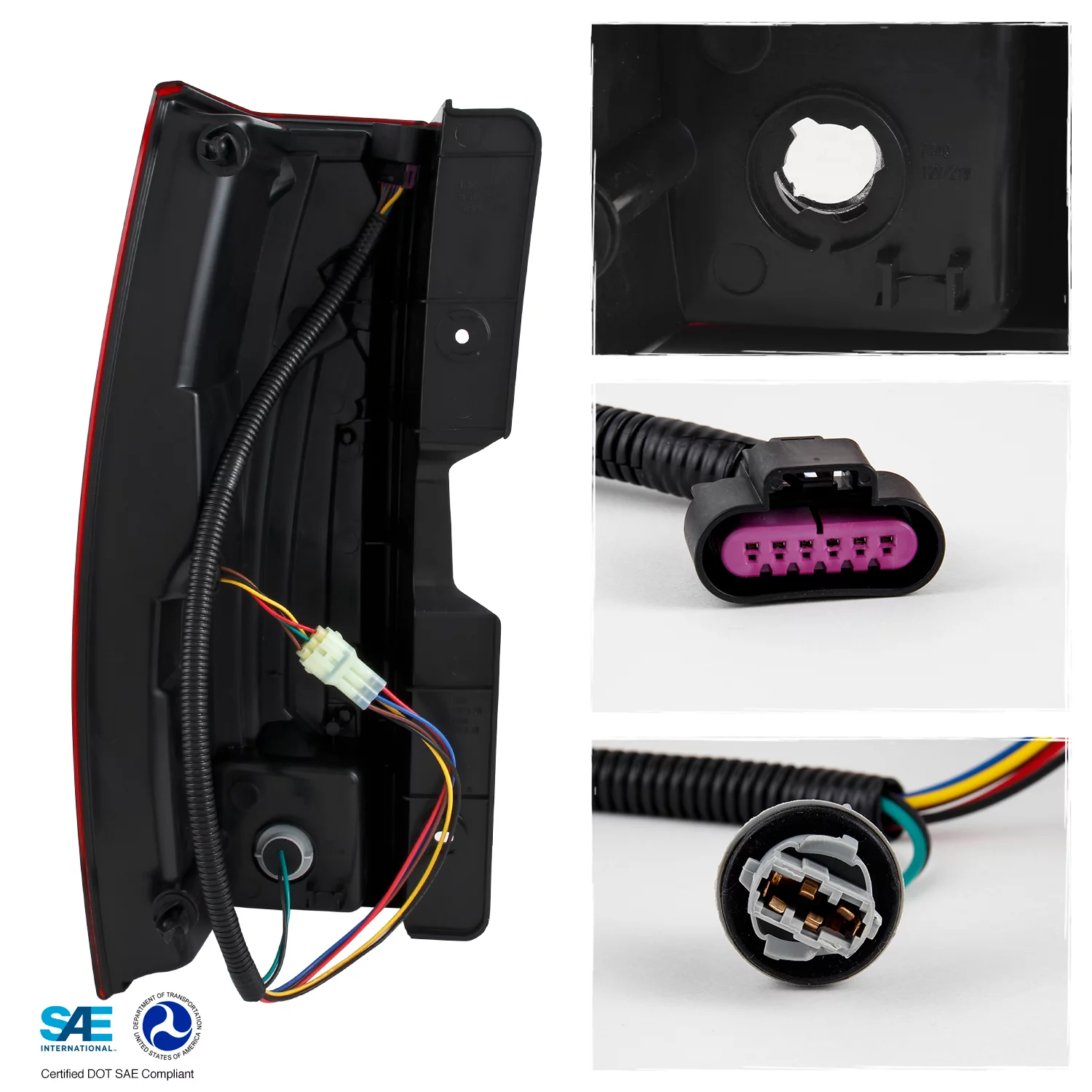 AKKON - Fits 2007-2014 Cadillac Escalade ESV SUV LED Chrome Red Tail Lights Brake Lamp Pair Driver Left+Passenger Right