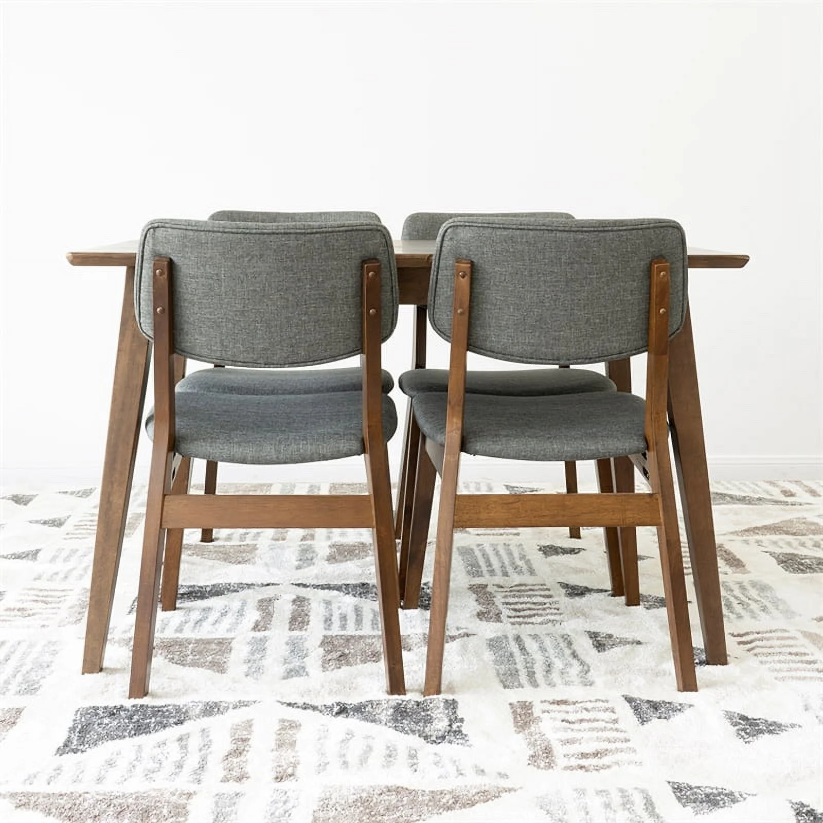 Brock Modern Solid Wood Walnut Dining Room & Kitchen Table and 4 Chair Set