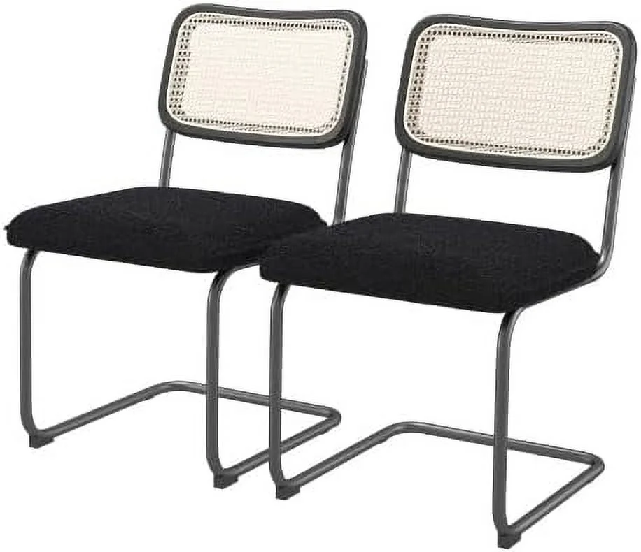 TJUNBOLIFE Edloe  Leather Dining Chair with High-Density Sponge  Rattan Chair for Dining Room  Living Room  Bedroom (Brown (New)