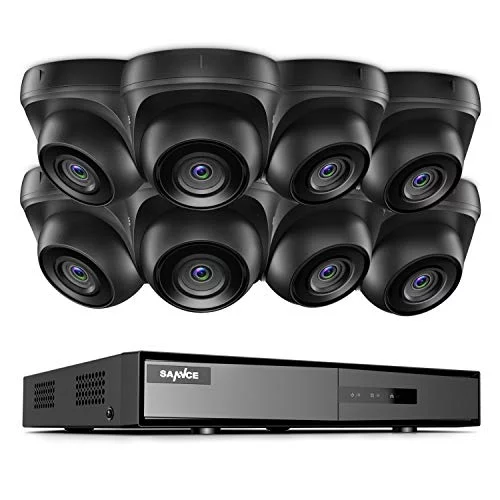 Wired Security Camera System, SANNCE 8CH CCTV DVR with 1TB Hard Drive and 8Pcs Outdoor Surveillance Cameras, Support 100ft Night Vision, Waterproof, Remote Access, Motion Alert, for 24/7 Recording