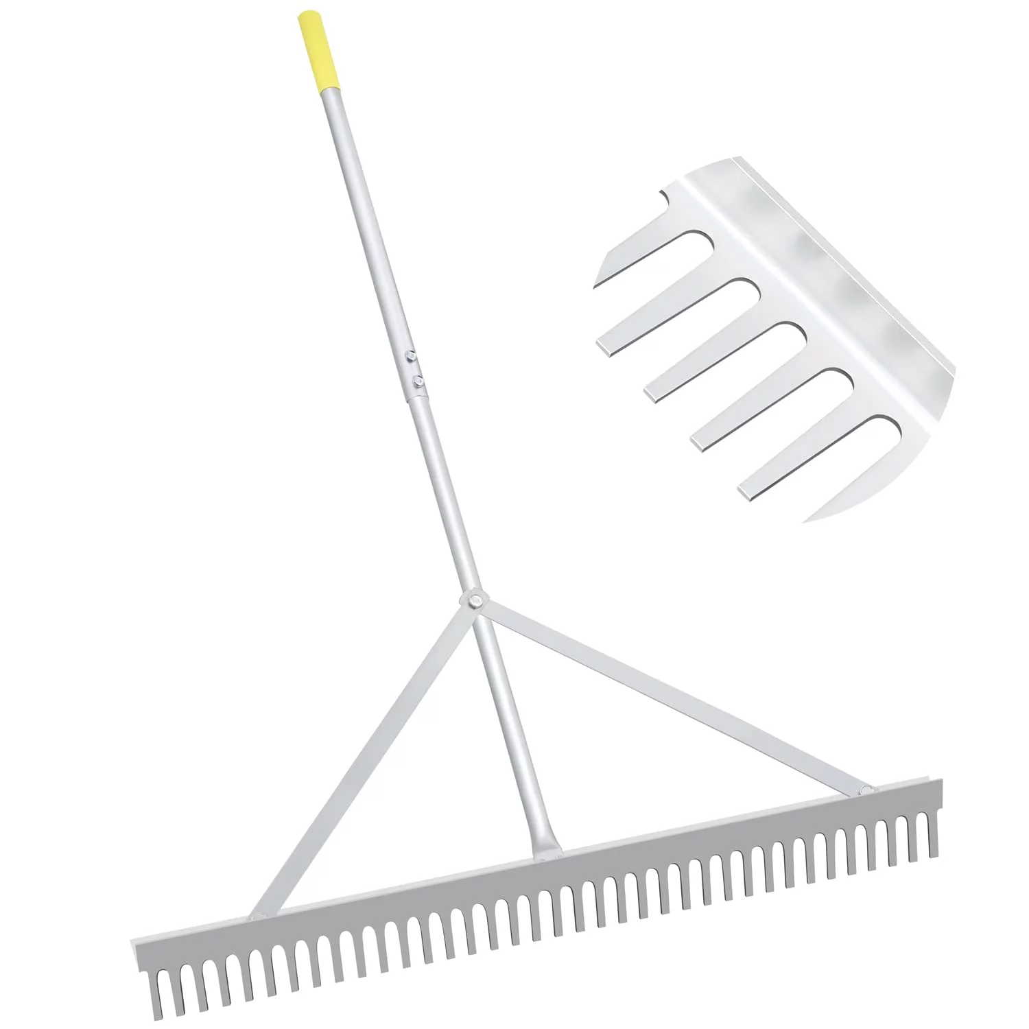 Colwelt Landscape Rake 36'', Aluminum Rake with Lightweight 69'' Handle, Landscaping Rake Tool for Lawn Care, Lake and Beach
