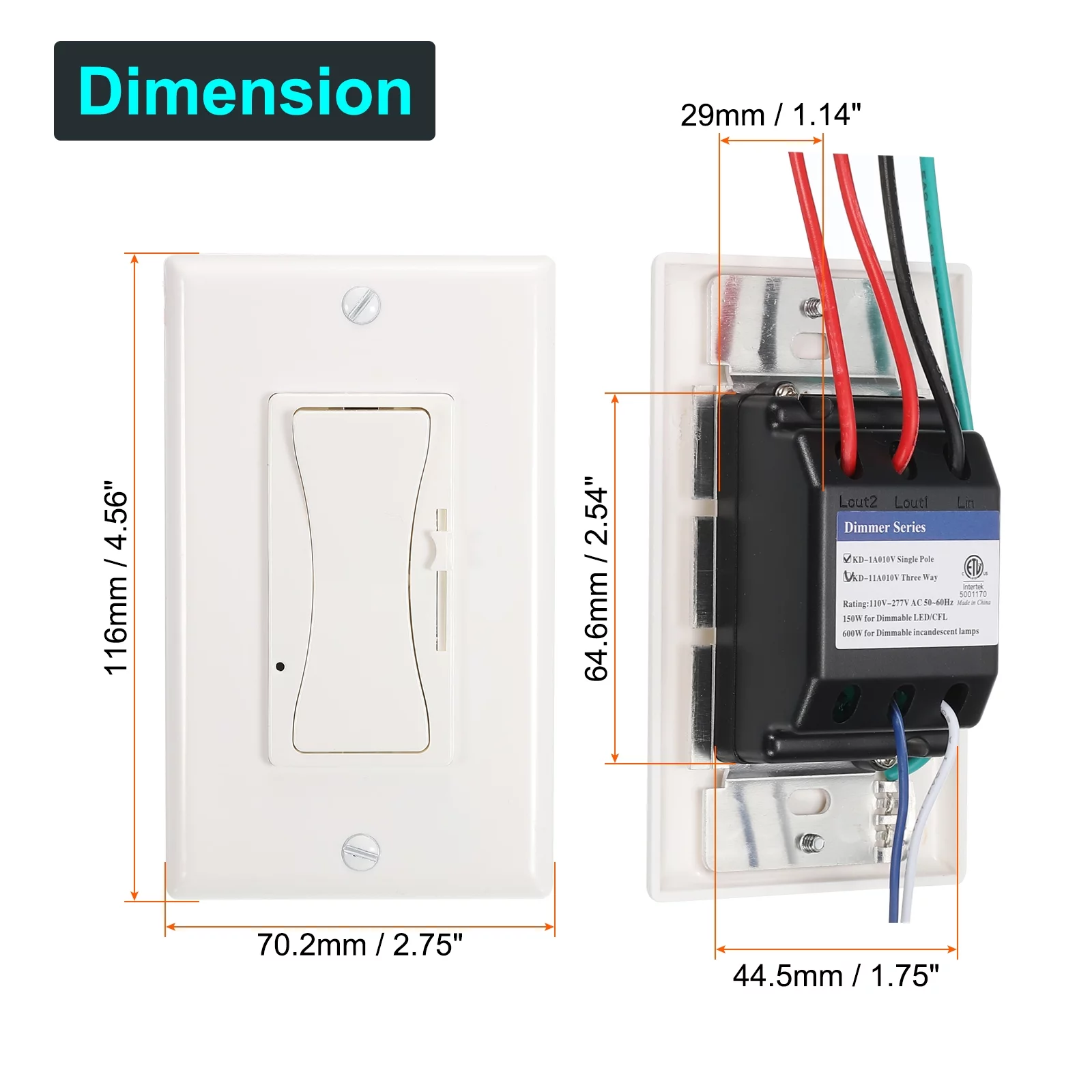 Dimmer Switch, 010V, 10 Pack Low Voltage Dimmer Switch Single Pole or 3Way for Dimmable LED Lights, CFL, White