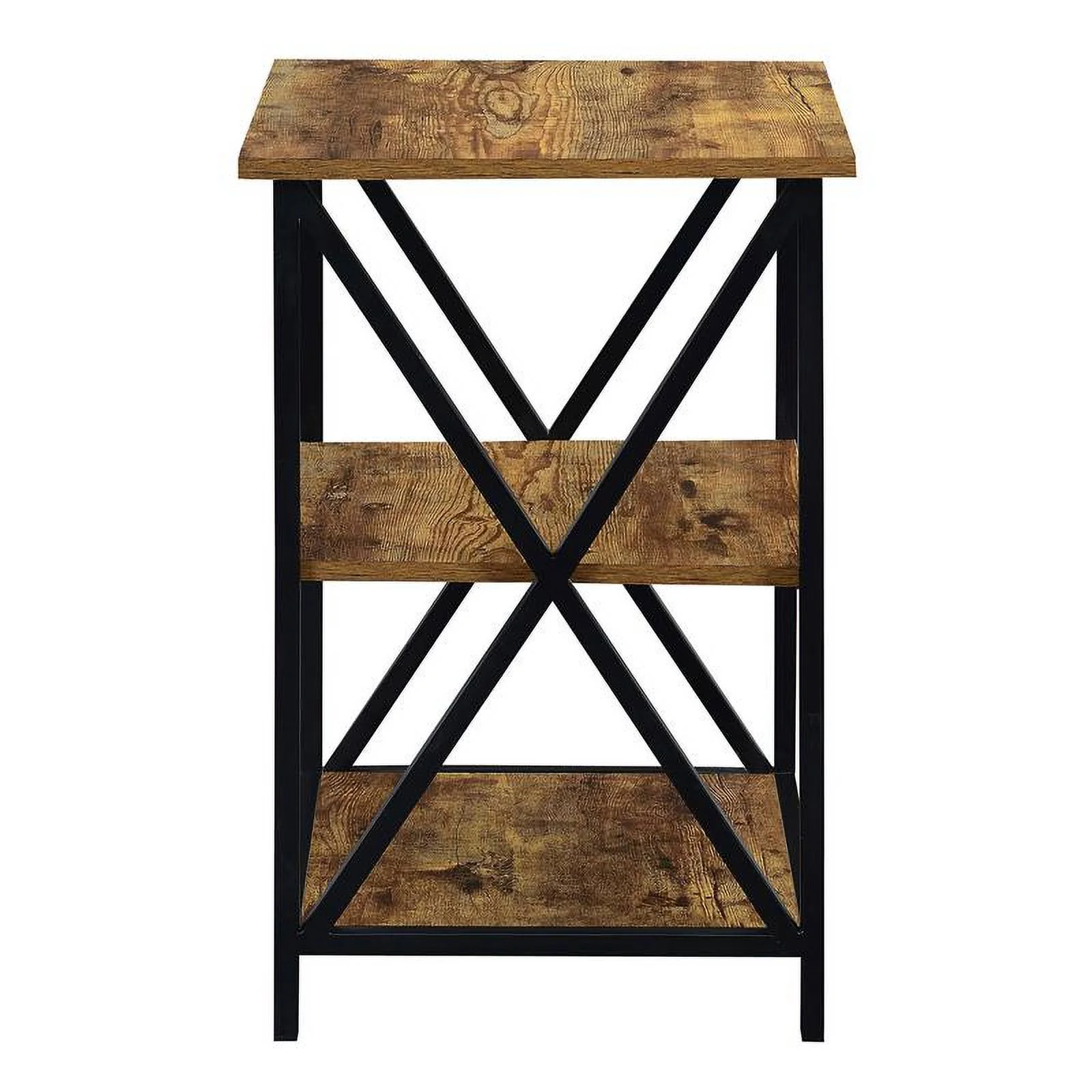 Pemberly Row Modern Three-Tier End Table in Walnut Wood Finish