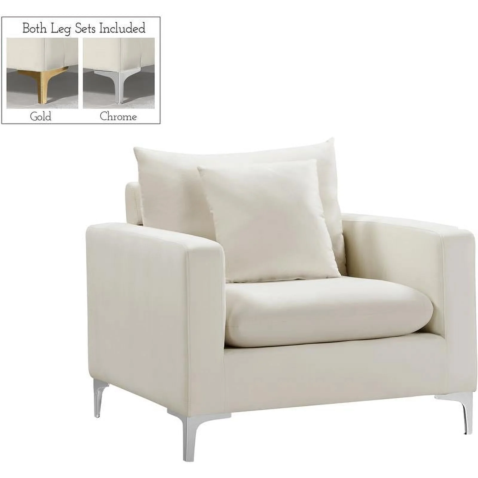 Home Square 2-Piece Furniture Set with Velvet Loveseat & Chair in Cream