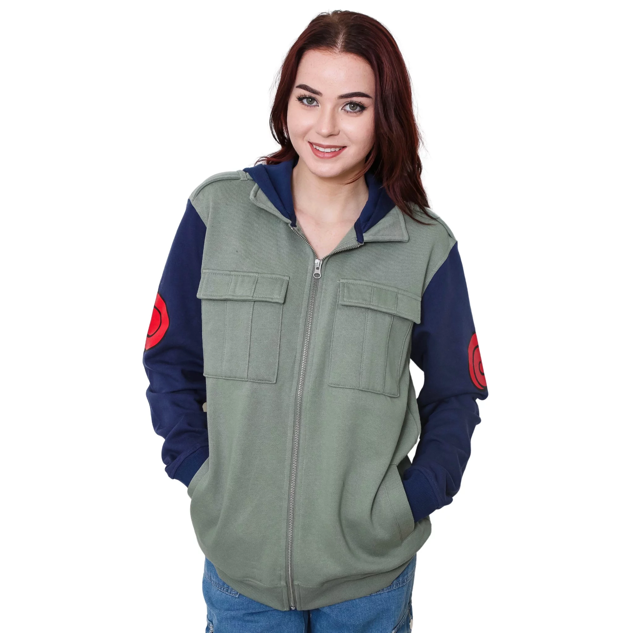 Naruto Shippuden Kakashi Hatake Cosplay Military Style Hoodie With Headband L