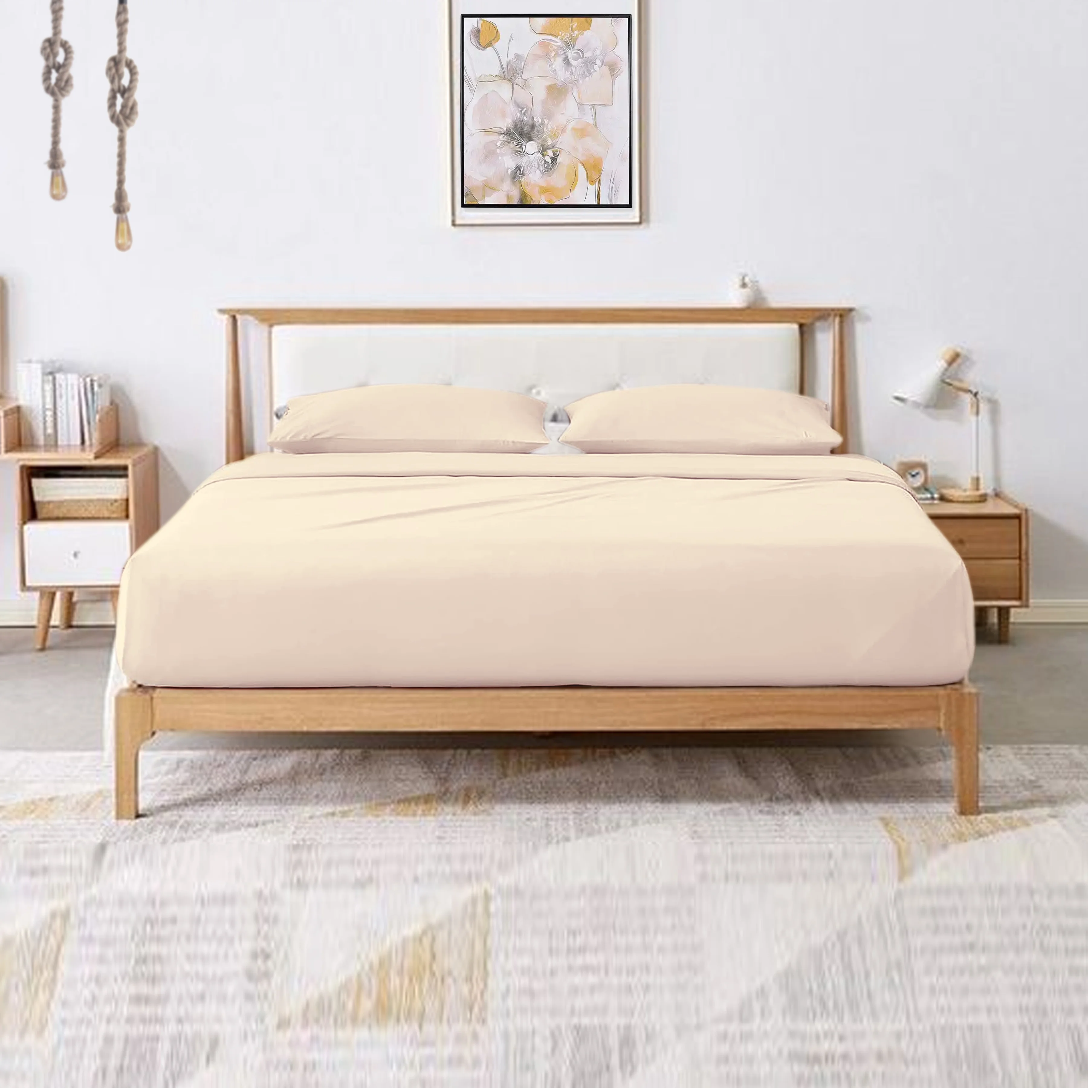 Hotel Brand 1000 Thread Count 6-Piece Extra Deep Pocket Super Soft Sheet Set Fit Upto 24 Inches Deep Pocket Solid, 100% Egyptian Cotton @ 'hotellinen' (Twin XL, Ivory)