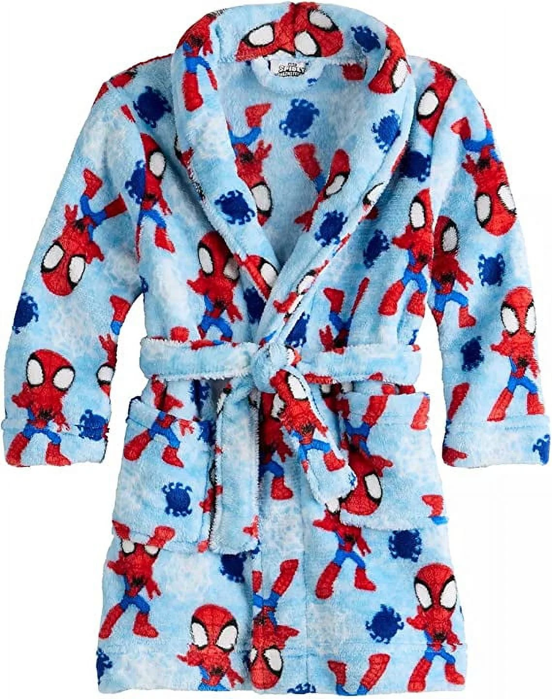 Spider-man Toddler Boy's Blue Print Fleece Bathrobe, Robe, Size 3T