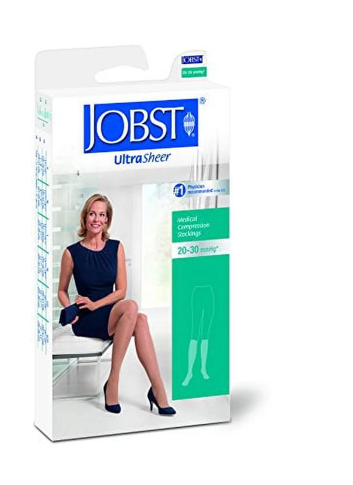BSN Medical 119011 Jobst Ultra Sheer Compression Stocking, Knee High, 20-30mmHg, Closed Toe, Large, Full Calf, Natural