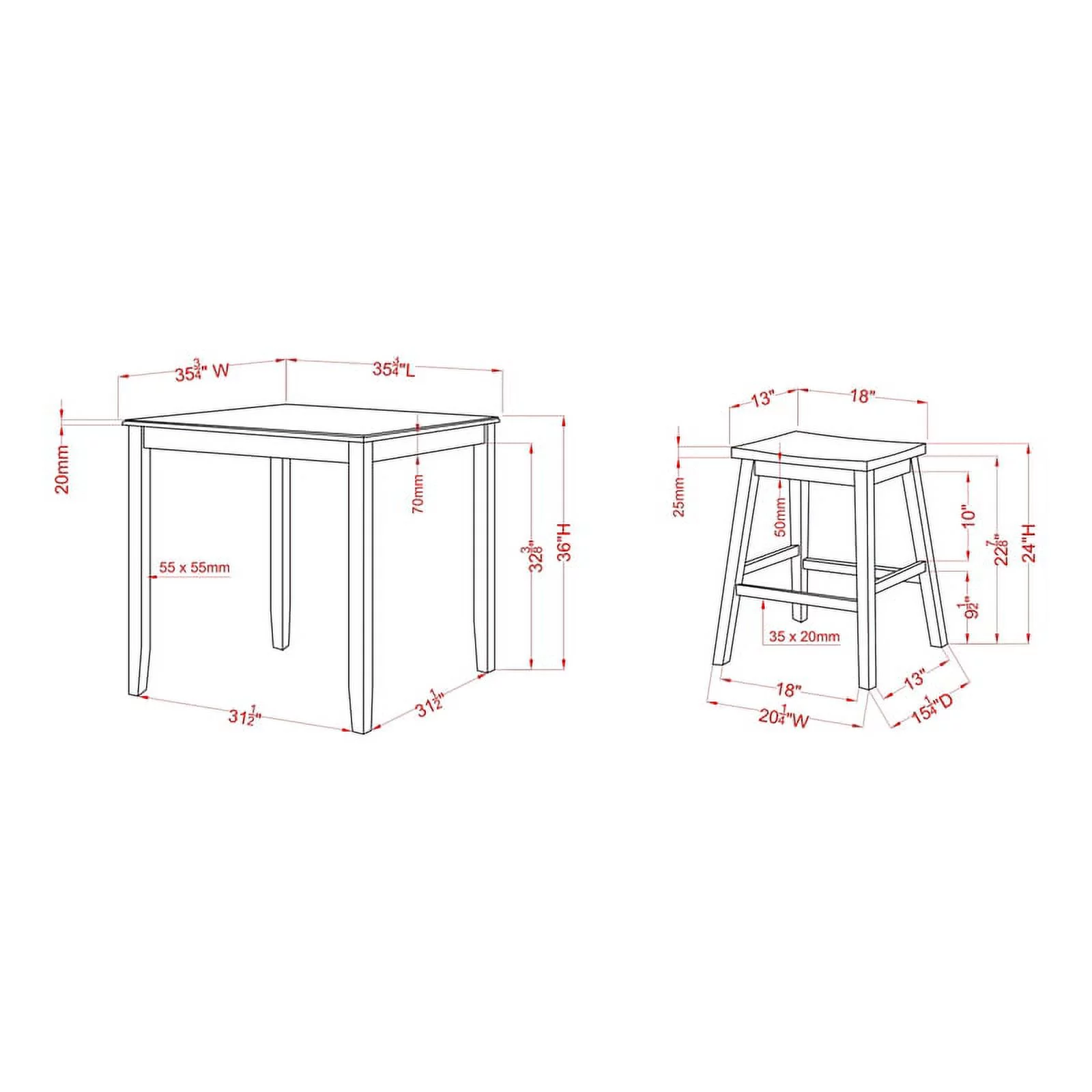Furniture of America Silva Wood 5-Piece Counter Dining Set in Antique Gray