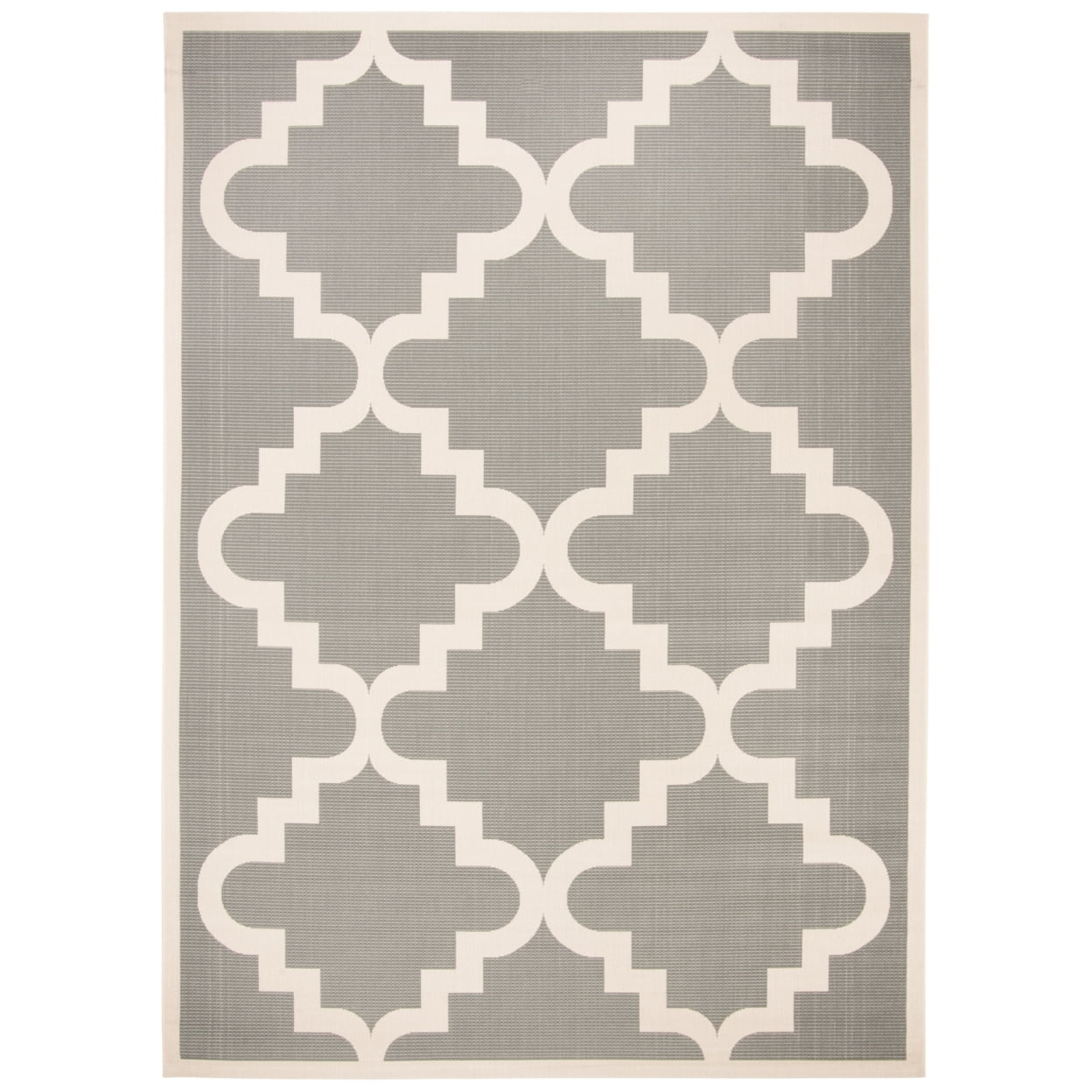 SAFAVIEH Courtyard Jaylee Geometric Trellis Indoor/Outdoor Area Rug Anthracite/Beige, 5'3