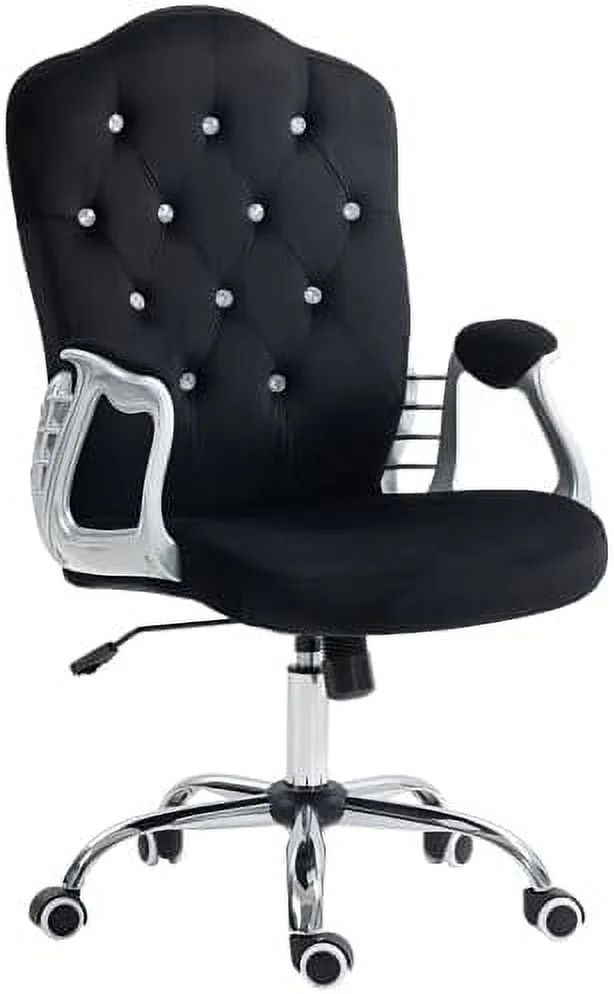 MQLIFEBOOM Home Office Chair  Velvet Computer Chair  Button Tufted Desk Chair with Swivel Wheels  Adjustable Height  and Tilt   Black