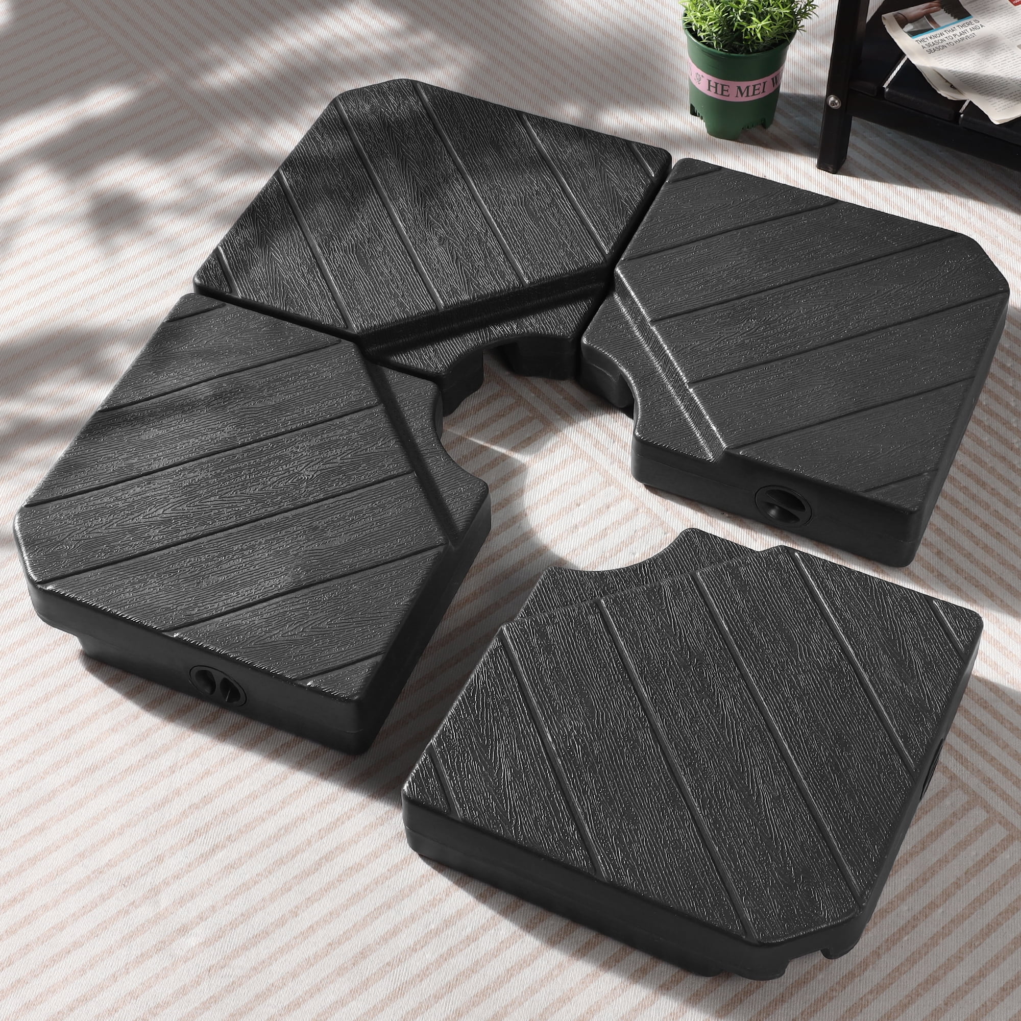 Scafild | 4-Piece Patio Offset Umbrella Base Stand,180lbs Heavy-Duty Sand Filled Patio Umbrella Base - Black