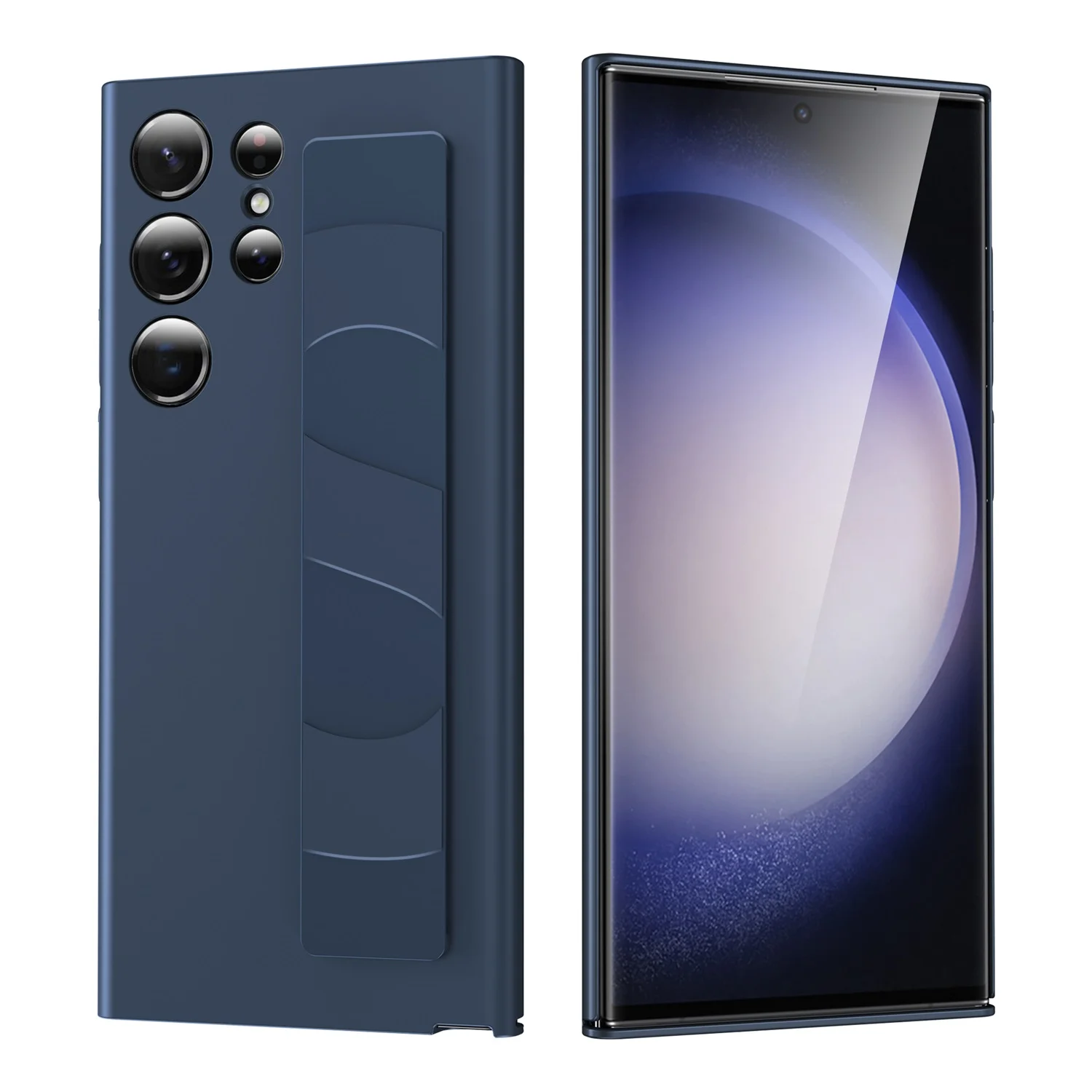 SaniMore for Samsung Galaxy S23 Ultra Case, Silicone Wrist Strap Stand Skin-fell Anti-scracth Shockproof Anti-fall Rugged Handle Slim Fit Lightweight Durable for Samsung S23 Ultra, Blue