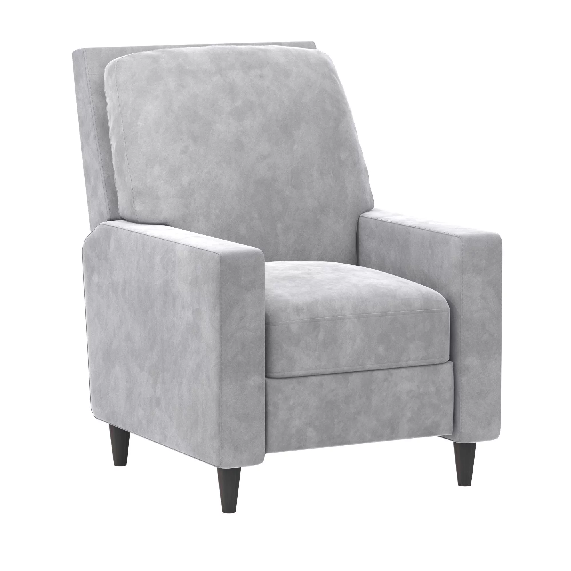 Novogratz Lana Pushback Recliner, Light Gray Velvet