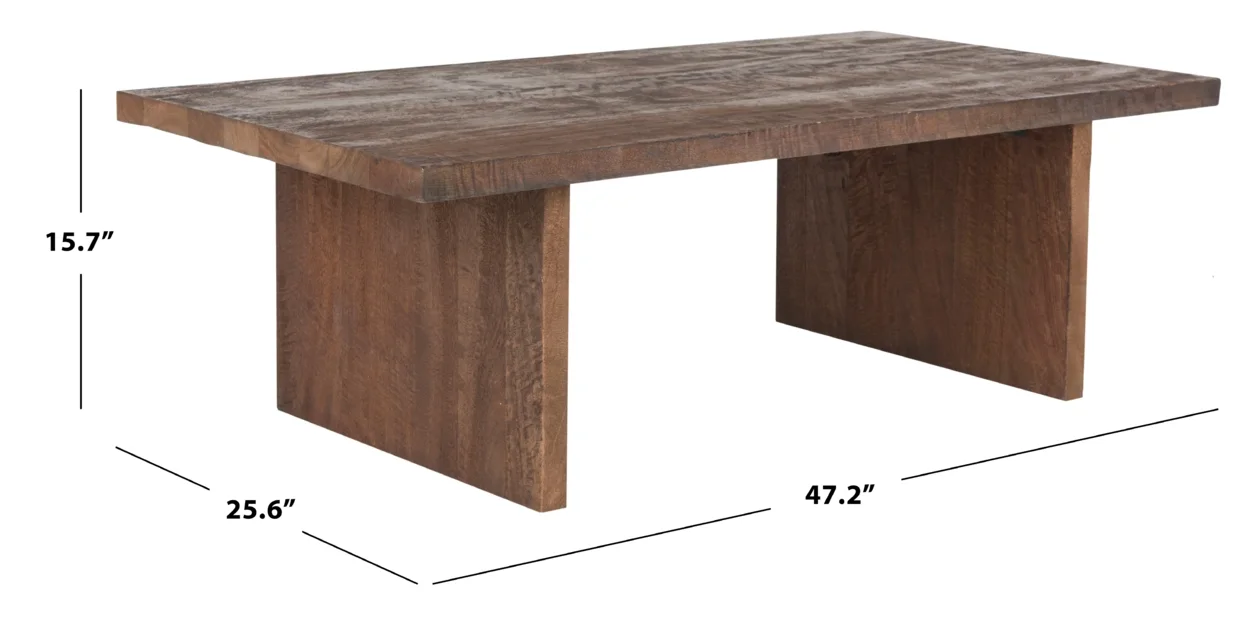 SAFAVIEH Senjo Rouge Coastal Mango Wood Coffee Table, Brown