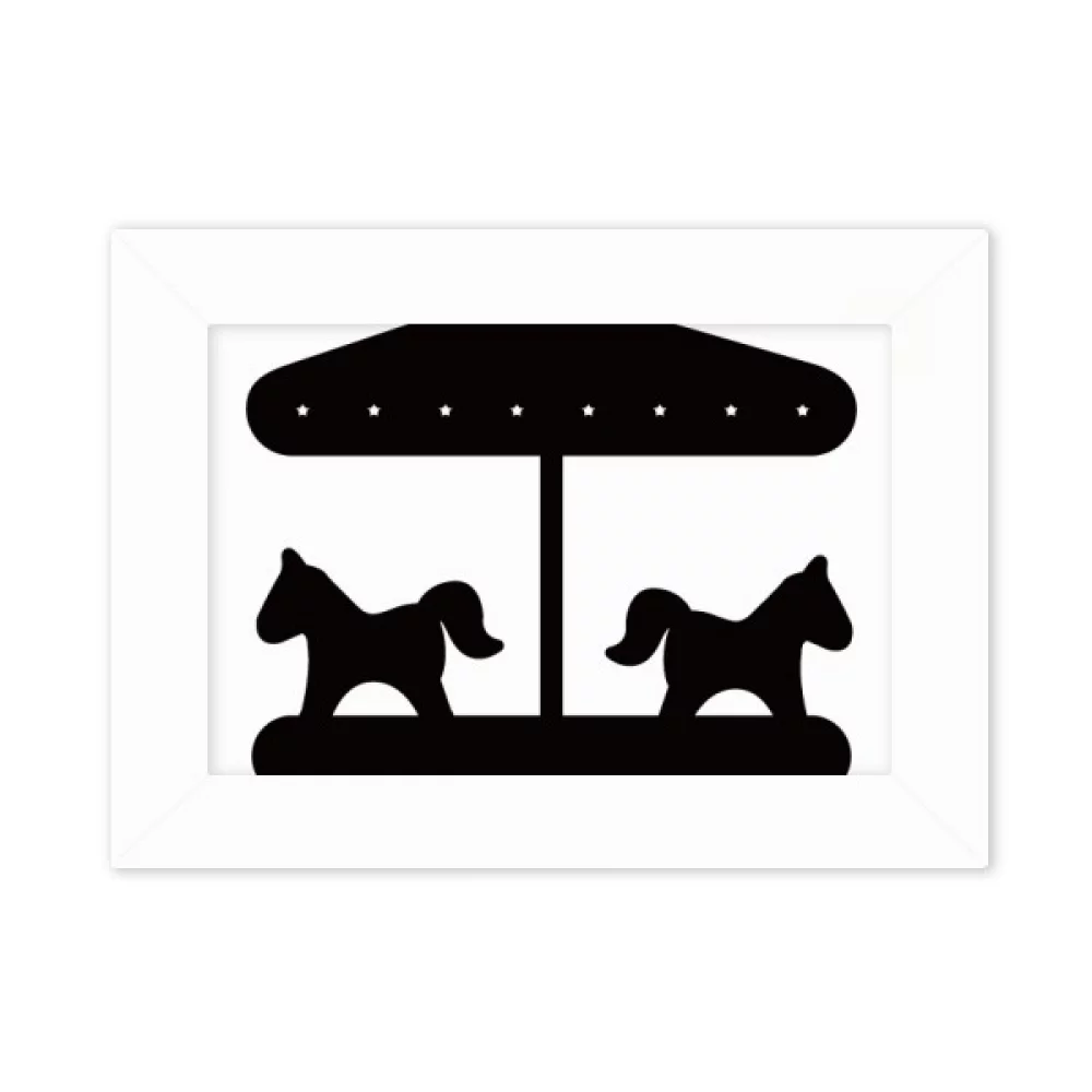 Black Carousel Amusement Park Outline Photo Mount Frame Picture Art Painting Desktop 5x7 inch