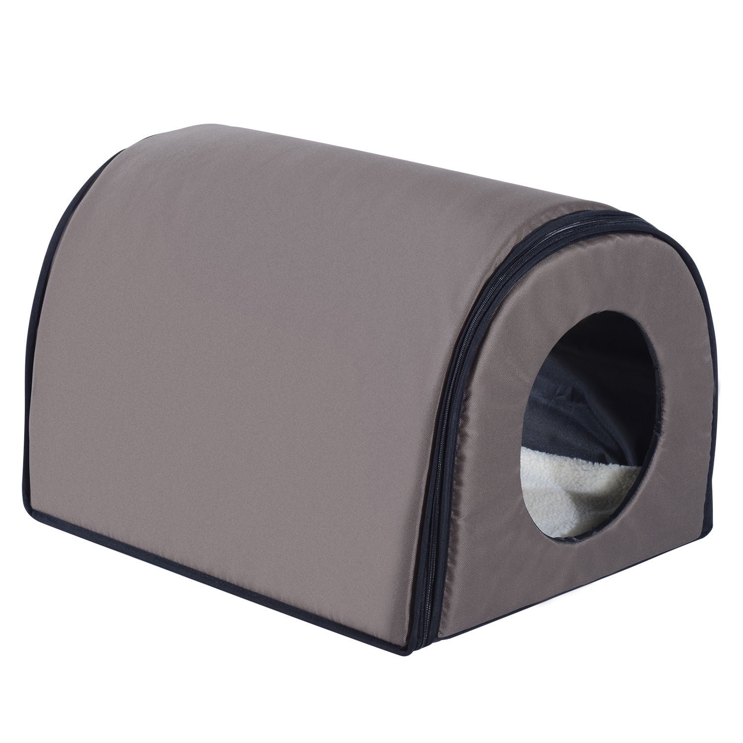 PawHut, Heated Outdoor Cat House, Brown, 21-in