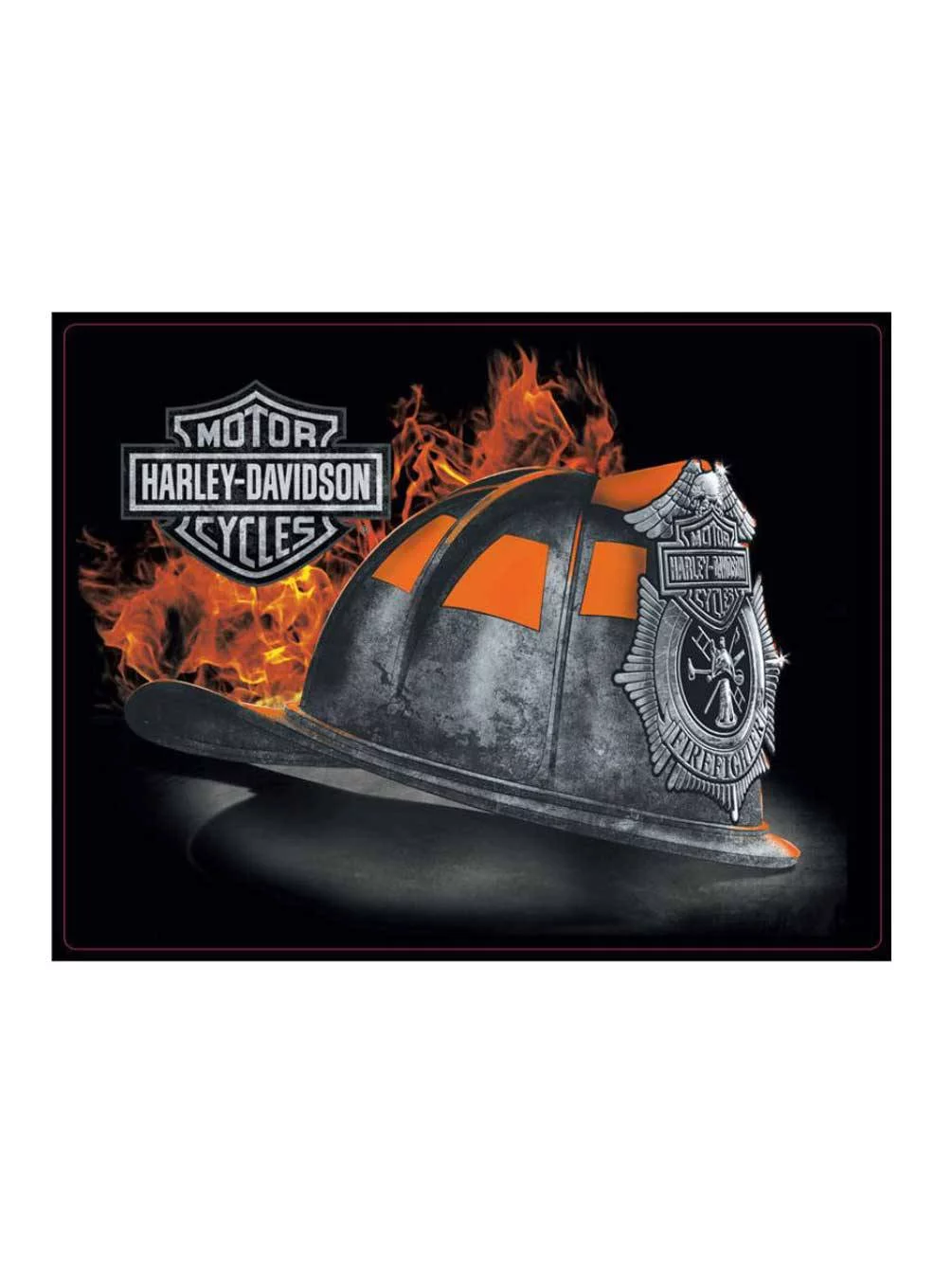 Harley-Davidson Embossed Firefighter Helmet Tin Sign, 17 x 13 inches 2011251, Harley Davidson