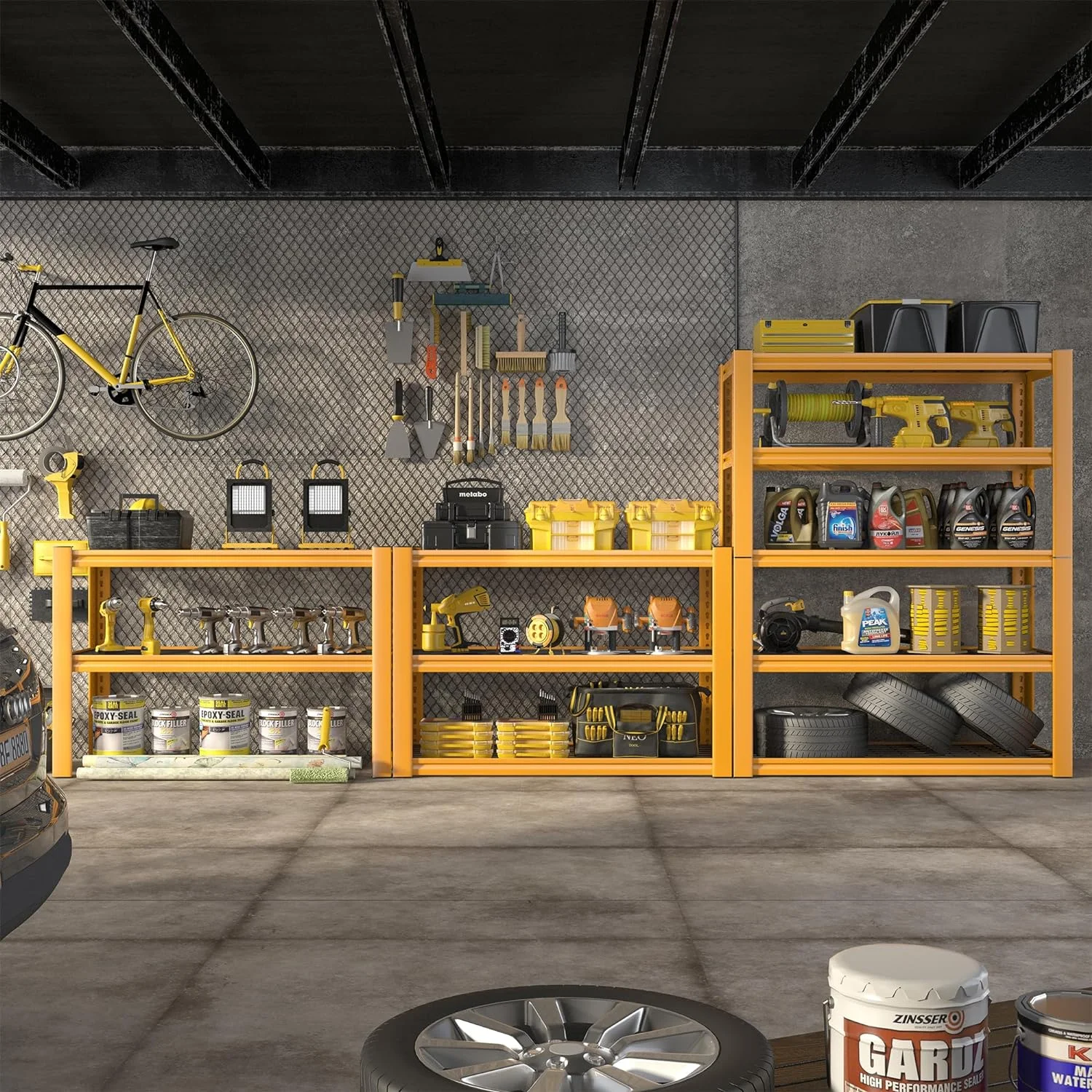 72''H Garage Shelving Heavy Duty Loads 2000 LBS Garage Storage Shelves Heavy Duty Shelving 5 Tier Adjustable Metal Shelves for Storage Rack Industrial Shelving Utility Shelf,72