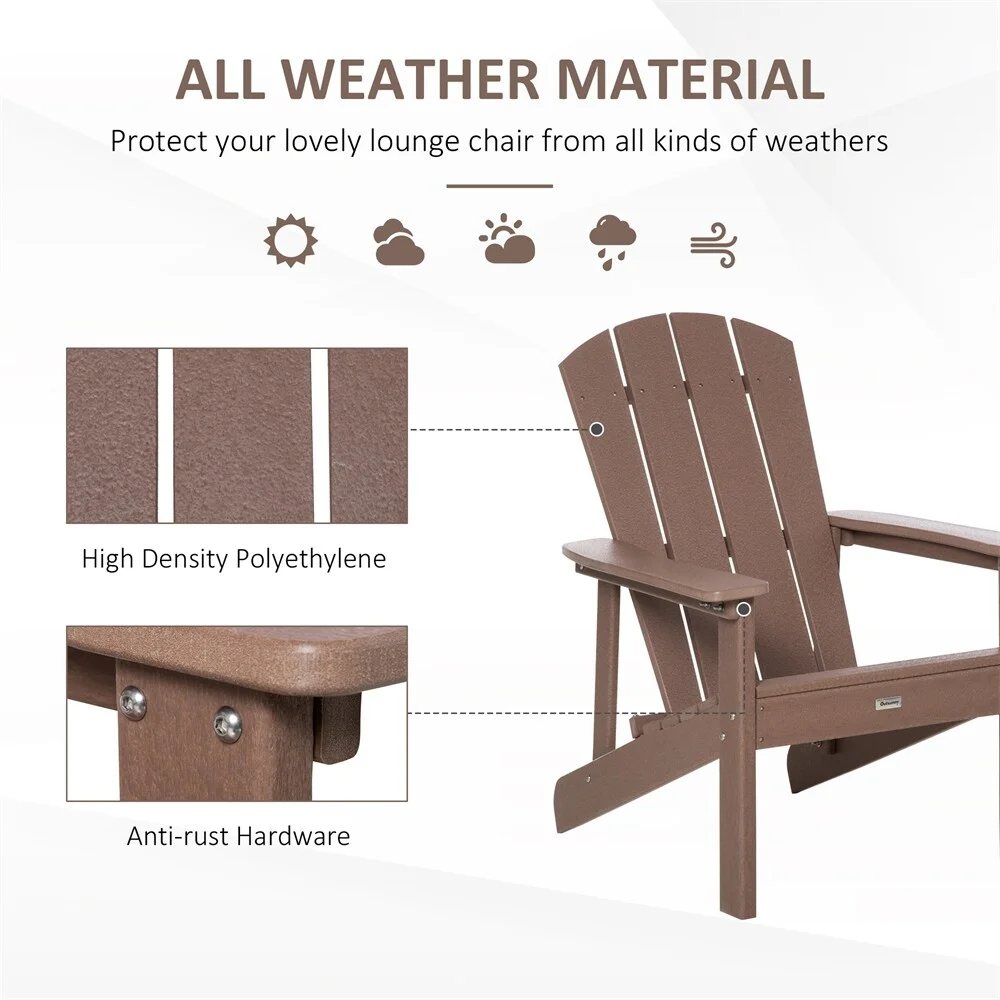 DEELIGHT Adirondack Chair,Faux Wood Patio&Fire Pit Chair,Weather Resistant HDPE Brown