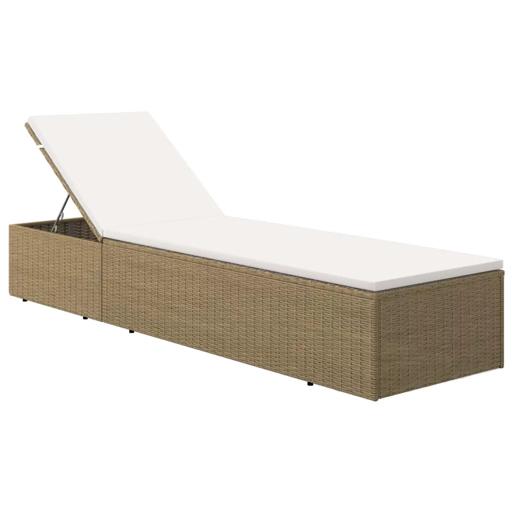 Htovila Sunlounger Poly Rattan Brown and White