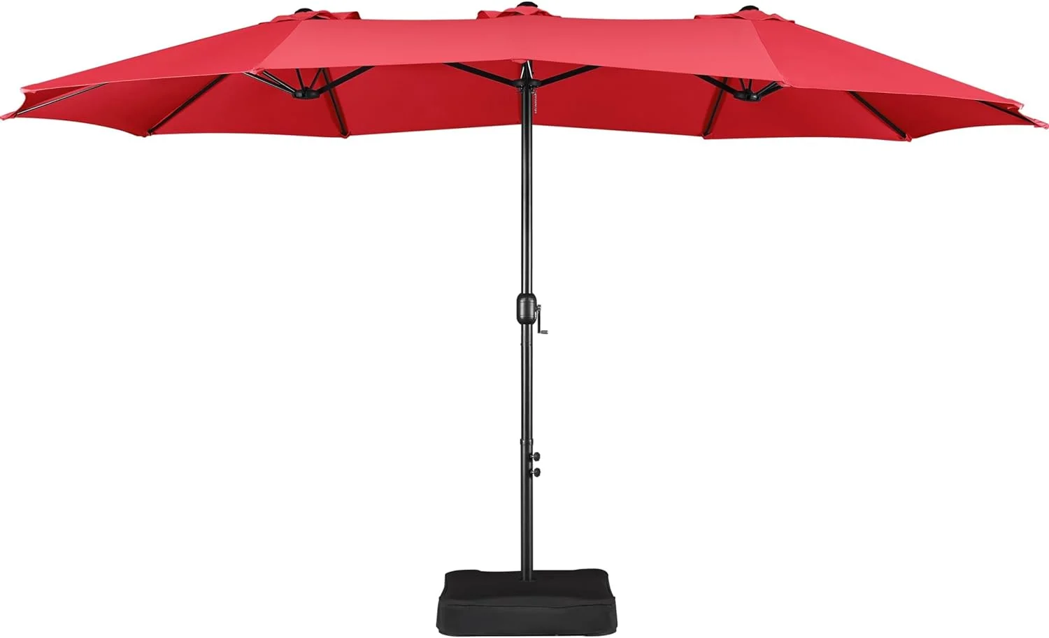 U-SHARE 15 ft Triple-size Patio Umbrella w/Base Included - Market Extra-Large Double Sided Umbrella - Twin-size Patio Parasol w/Easy Crank & 12 Strong Ribs & Ventilation Openings, Red