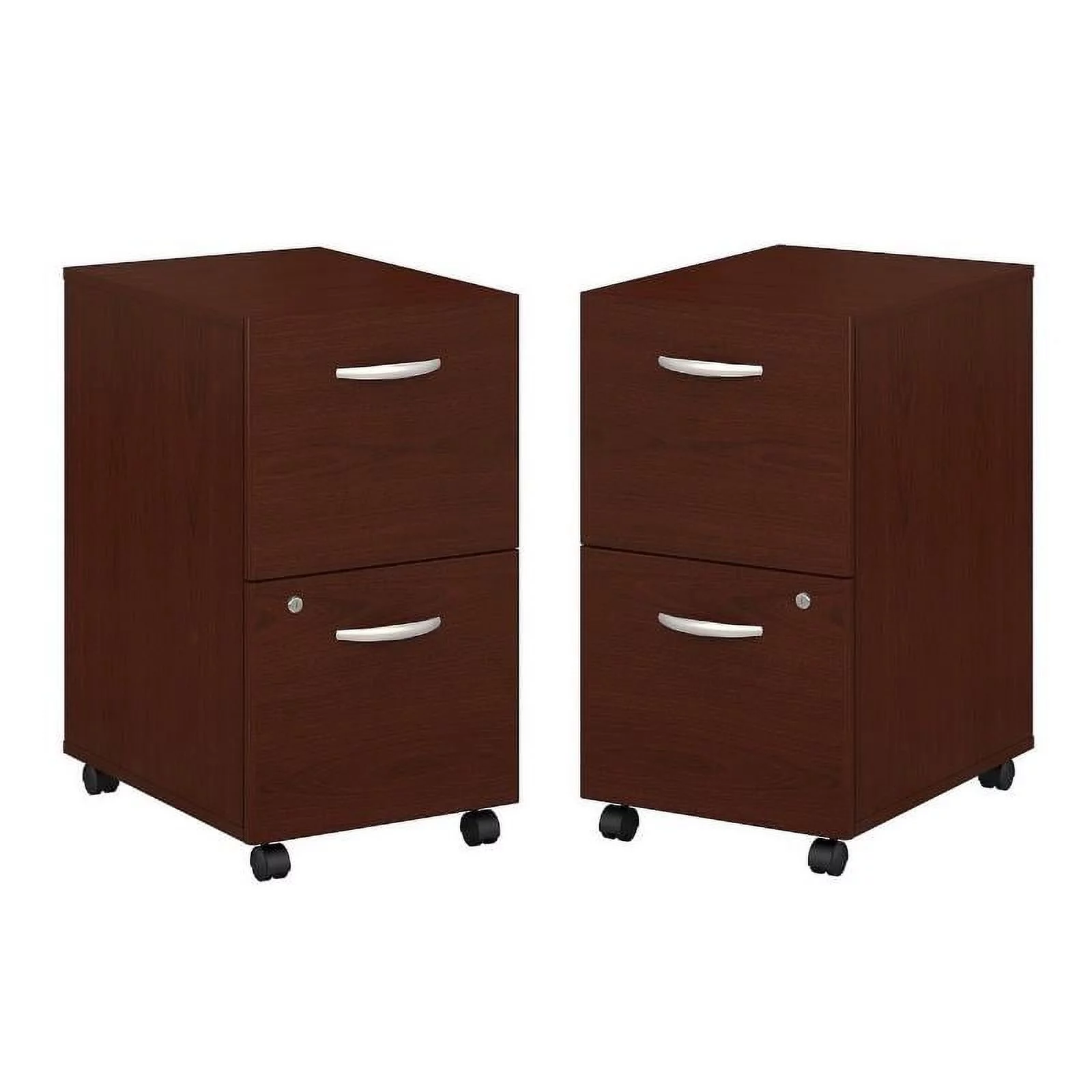 Home Square 2 Piece Engineered Wood Mobile Filing Cabinet Set in Mahogany