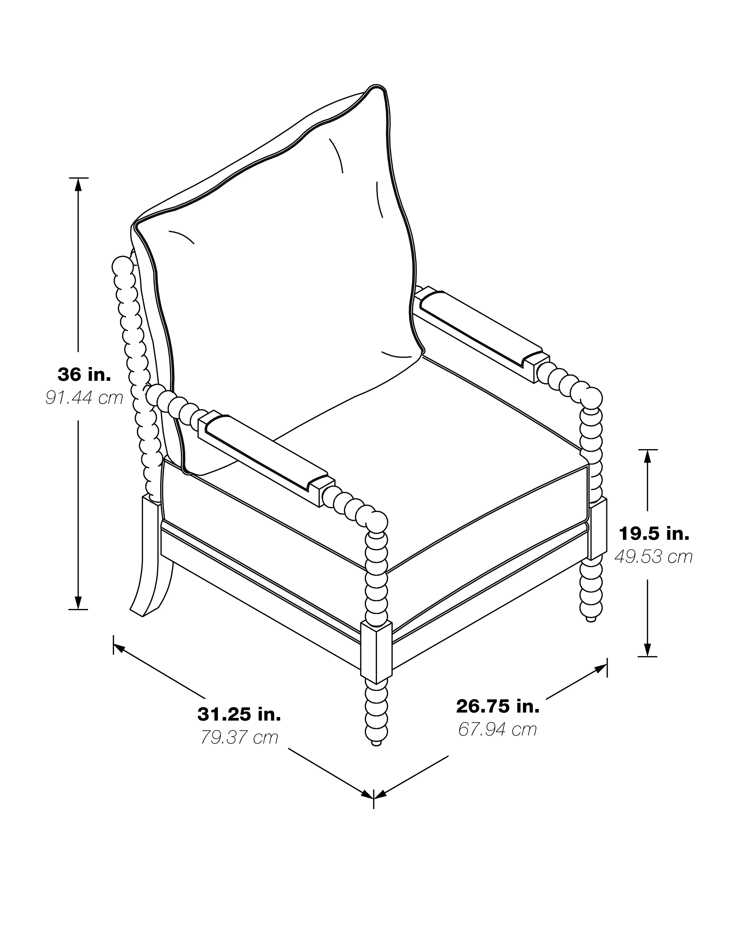 OSP Home Furnishings Abbott Chair in Azure Fabric with Brushed Grey Base K/D