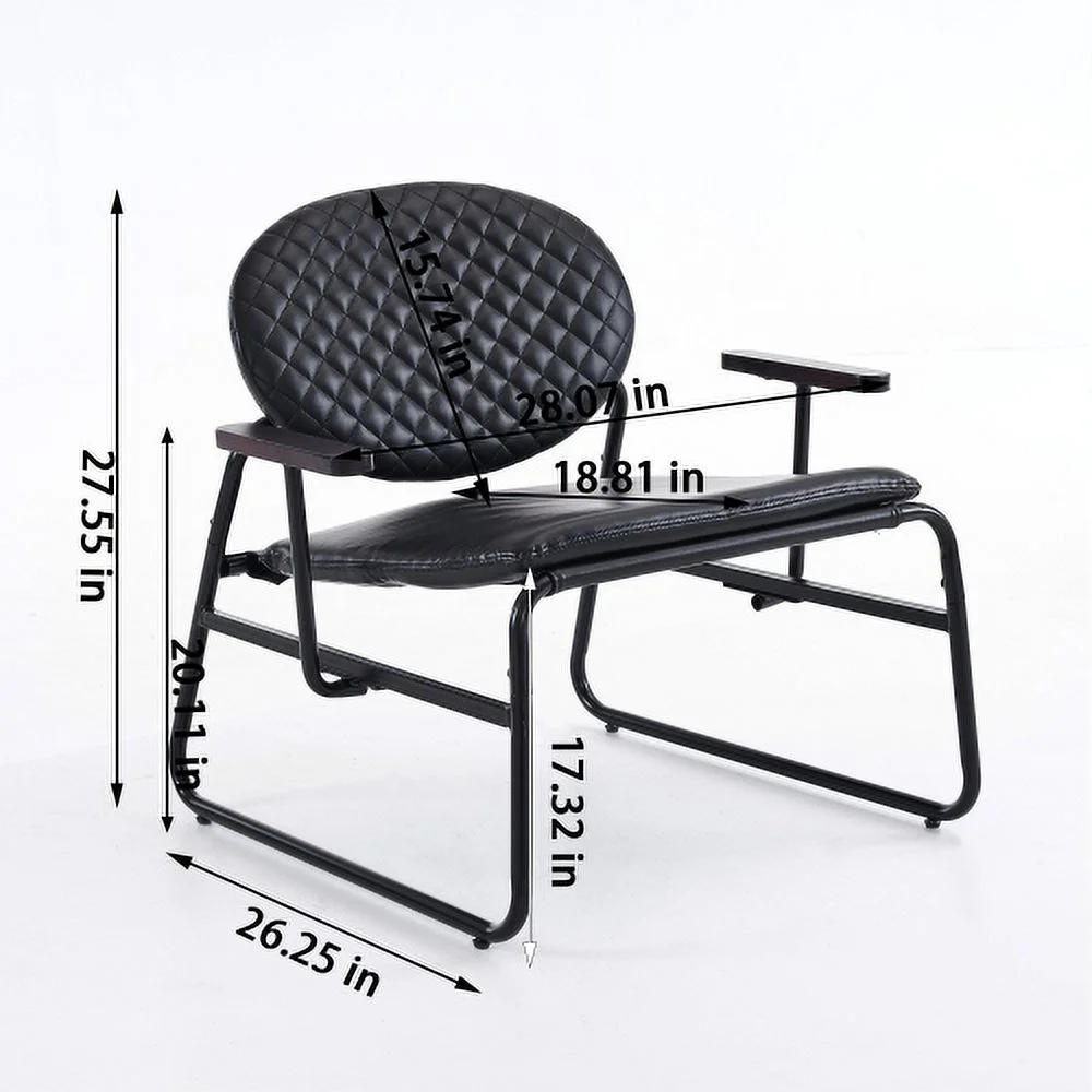 YLtoohoom Modern Oval Back Faux Leather Accent Chairs  Armchairs Living Room Chairs Leisure Chair Lounge Chair with Metal Frame  Black