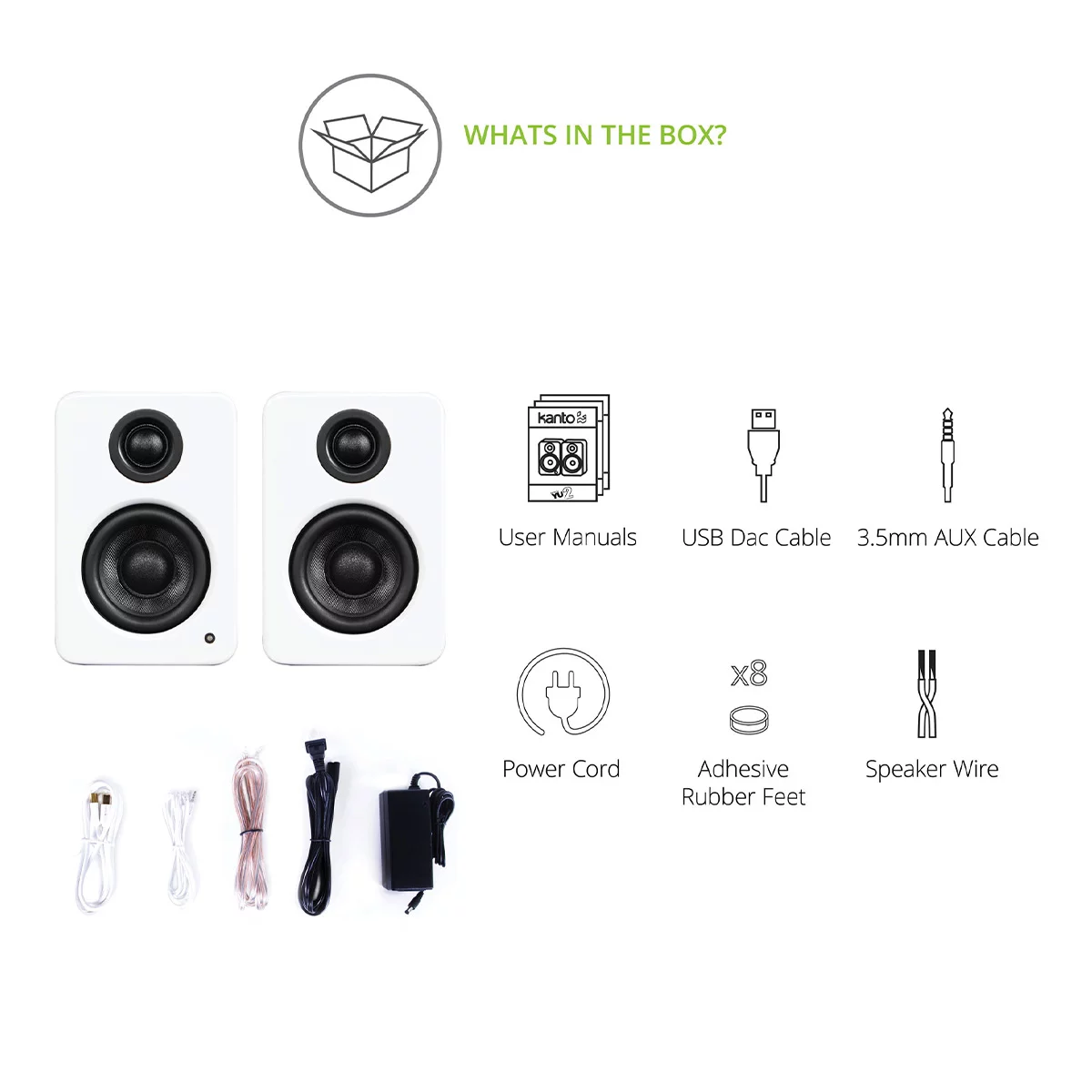 Kanto YU2 Powered Desktop Speakers - Pair (Matte White)