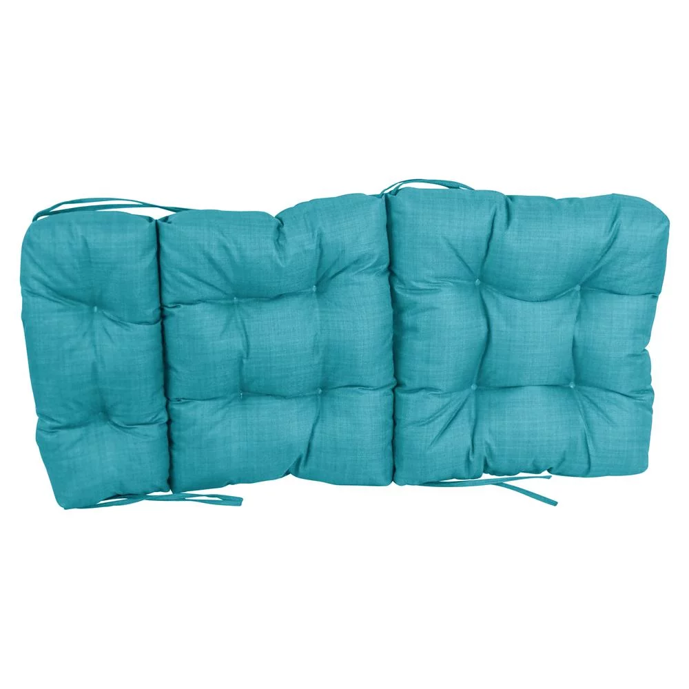 Blazing Needles  22 x 45 in. Spun Polyester Solid Outdoor Tufted Chair Cushion, Aqua Blue