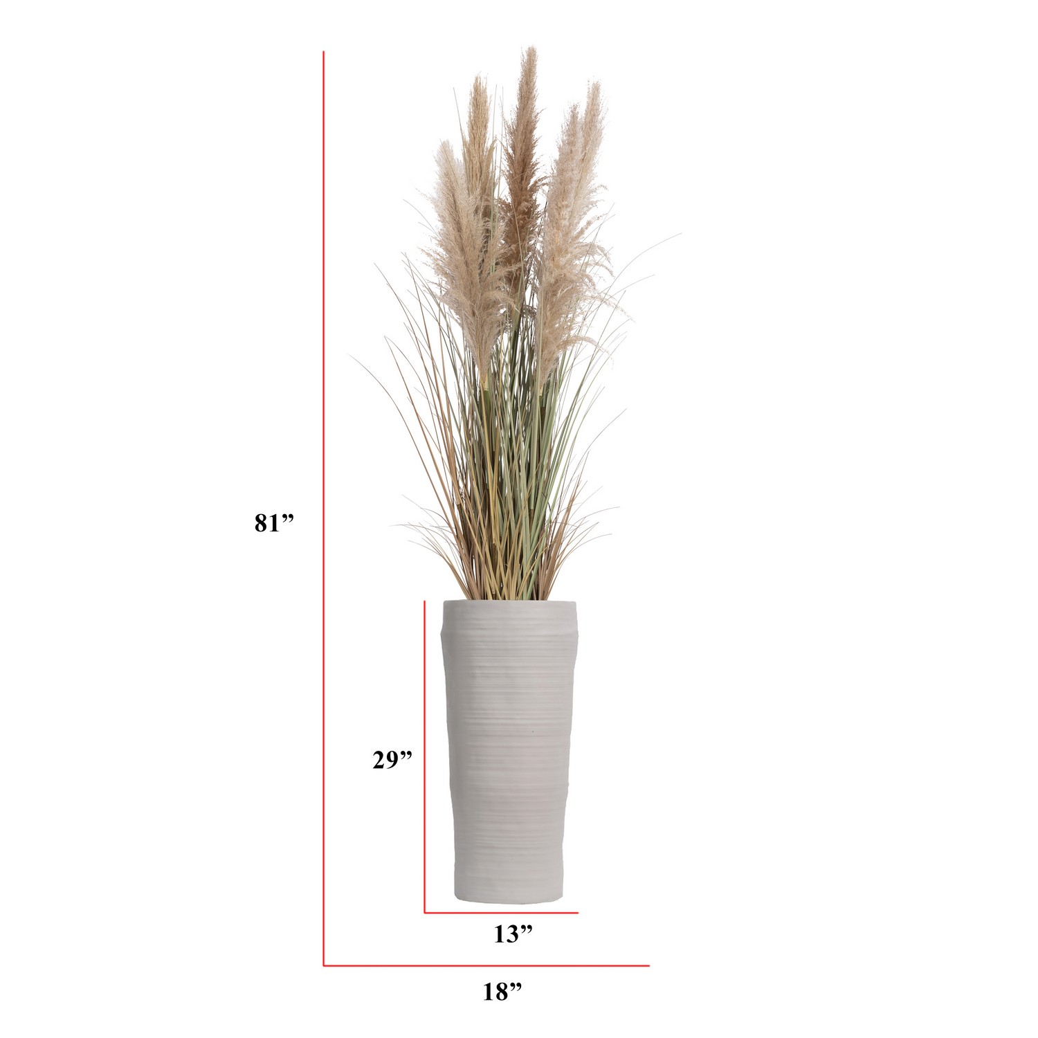 Tall Faux Pampas Grass | 81” Tall grass in tall white planter | Vintage Home