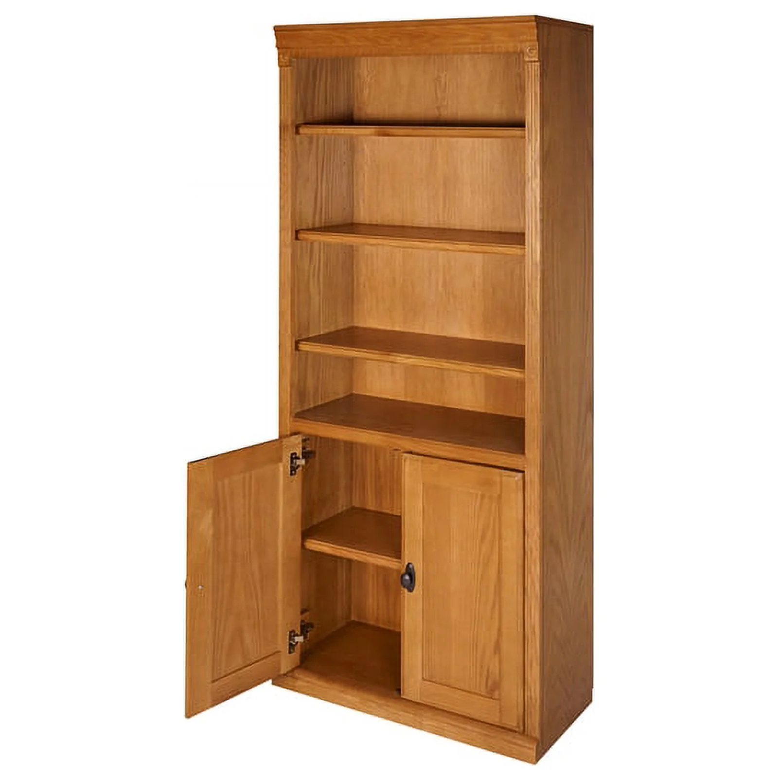 Bowery Hill Transitional Brown Oxford Wood Bookcase With Lower Doors Natural