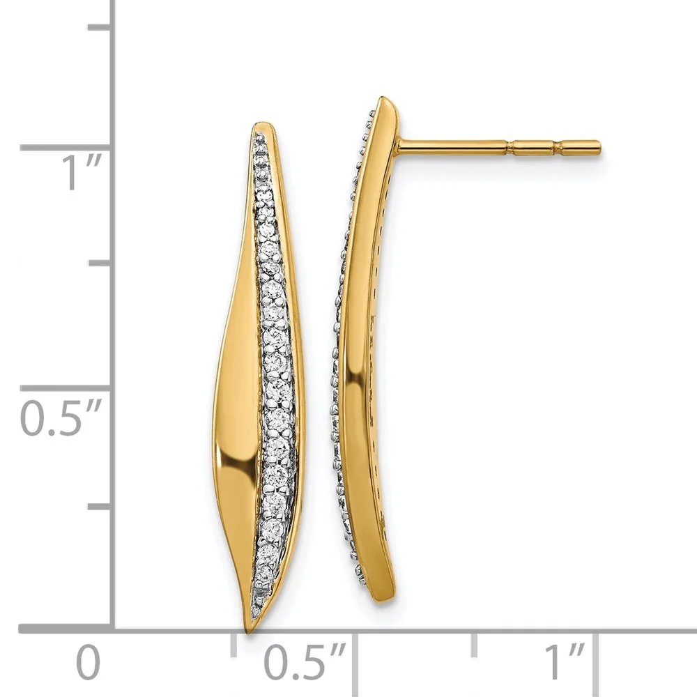 Real 14kt Yellow Gold Diamond Post Earrings; for Adults and Teens; for Women and Men