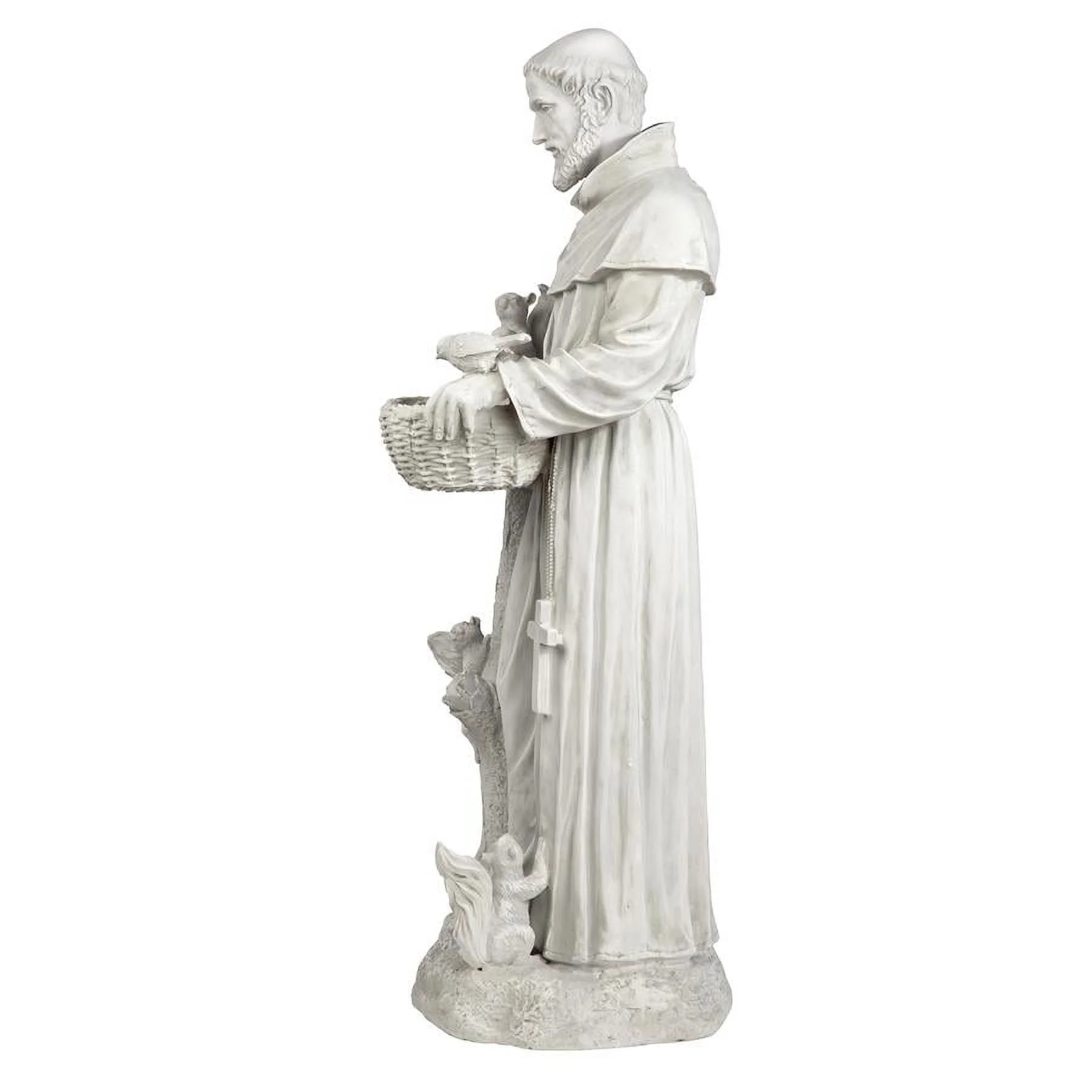 Design Toscano Nature's Nurturer Saint Francis Garden Statue Birdfeeder, Large 37 Inch, Polyresin, Antique Stone