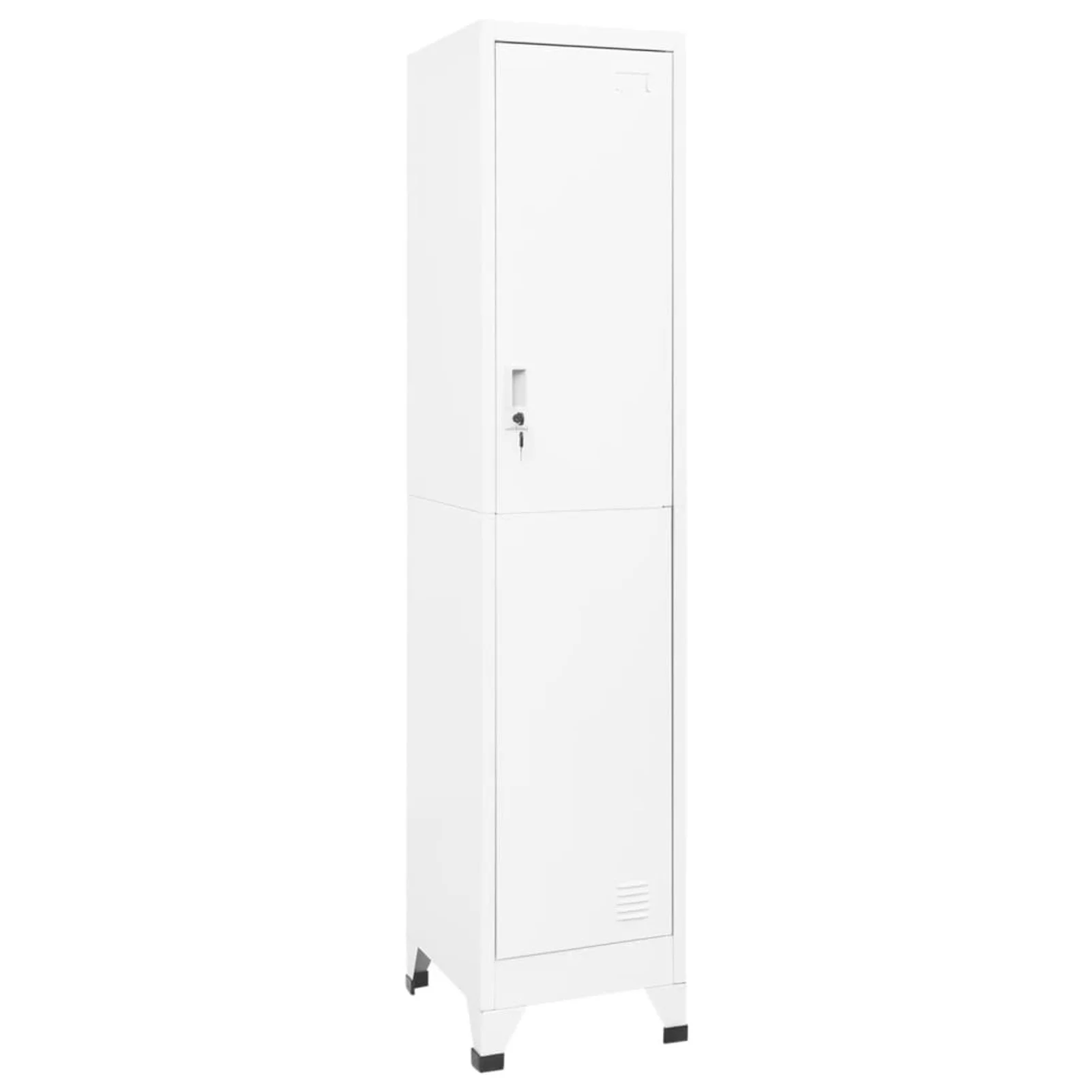 Anself Locker Cabinet with Storage Compartments and Hanger Lockable Door Steel File Cabinet White for Living Room, Bedroom, School, Home Office Furniture 15 x 17.7 x 70.9 Inches (W x D x H)