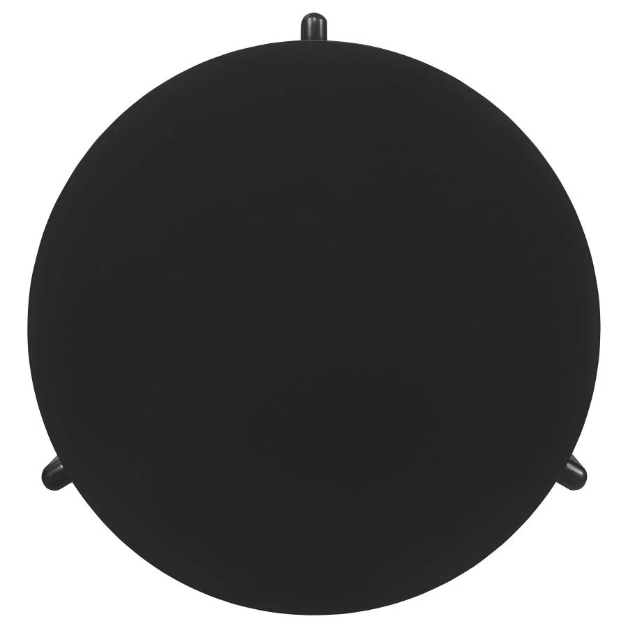 Ganso Round Metal Coffee Table with Tempered Glass Top Black