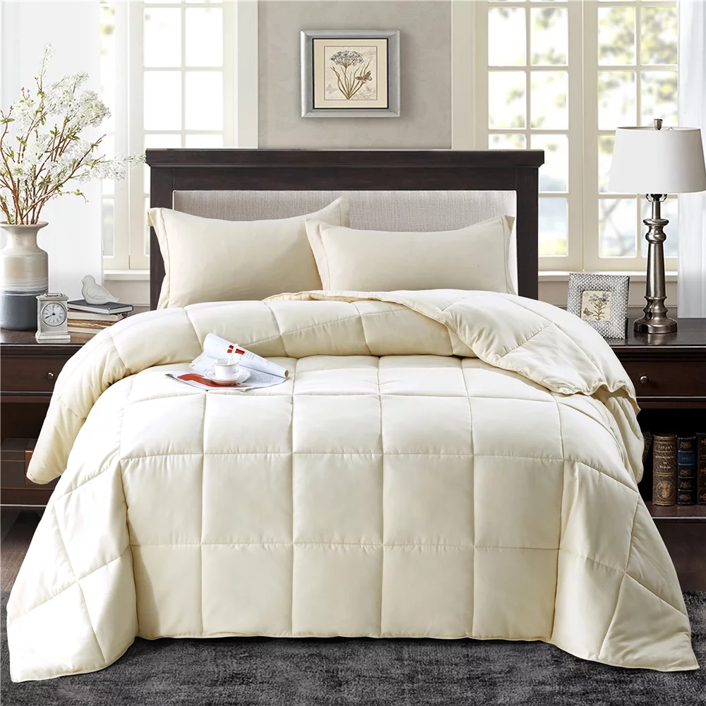 Unique Home Alternative 2pc Goose Down Clearance Comforter Soft Premium Color Duvet Covers Comforter Set (Twin, Ivory)