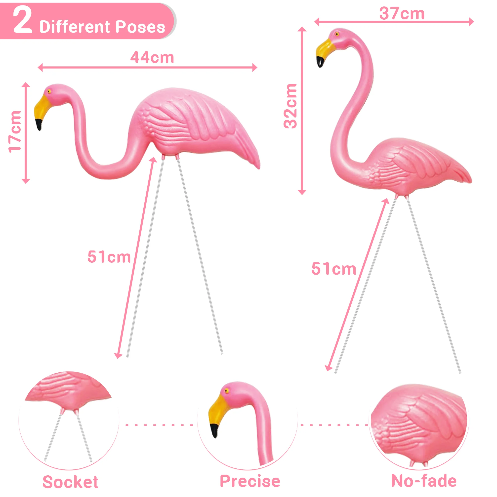 atopo Bright Pink Flamingos Yard Ornaments with Metal Feet Stakes for Garden Patio Party Decoration Outdoor Decor Gardening Gift Flamingo Garden Statue/Pink Flamingo GardenDecor (Pack of 2)