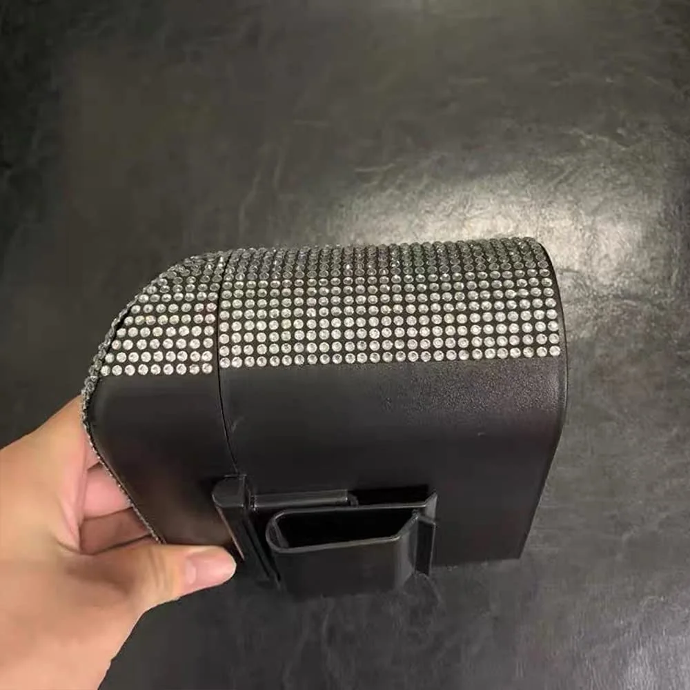 Sparkly Car Trash Car,Hanging Garbage Can with Lid Bling Rhinestone Trash Bin,Litter Container for Vehicle,Office,Home