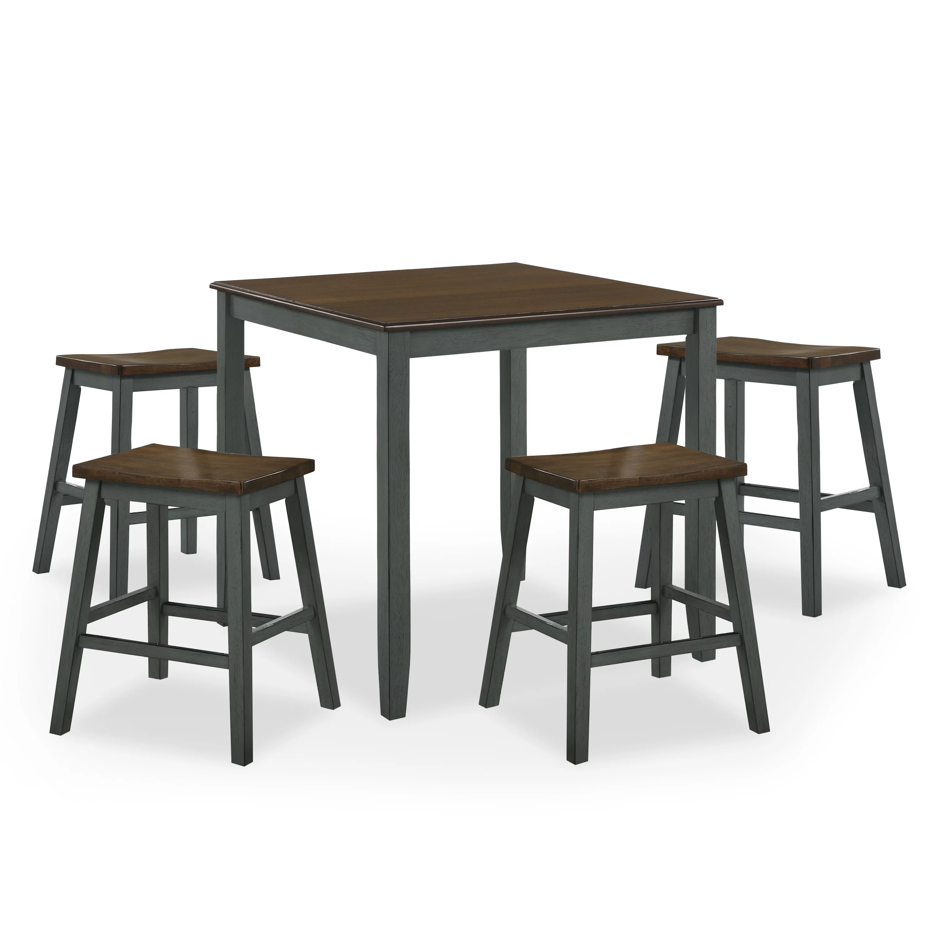 Furniture of America Popla Wood 5pc Counter Dining Set, Antique Gray