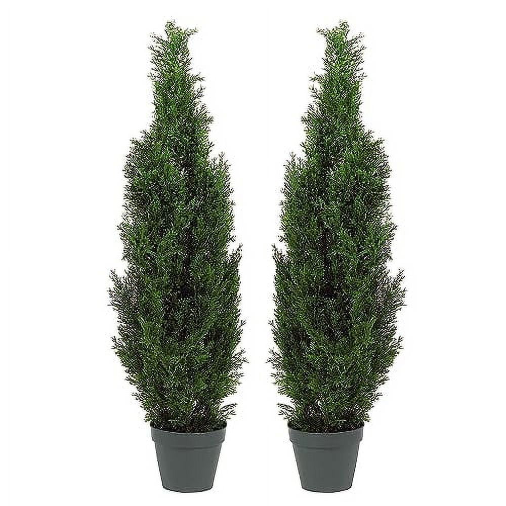 Two Pre-Potted 3' Artificial Cedar Topiary Outdoor Indoor Tree