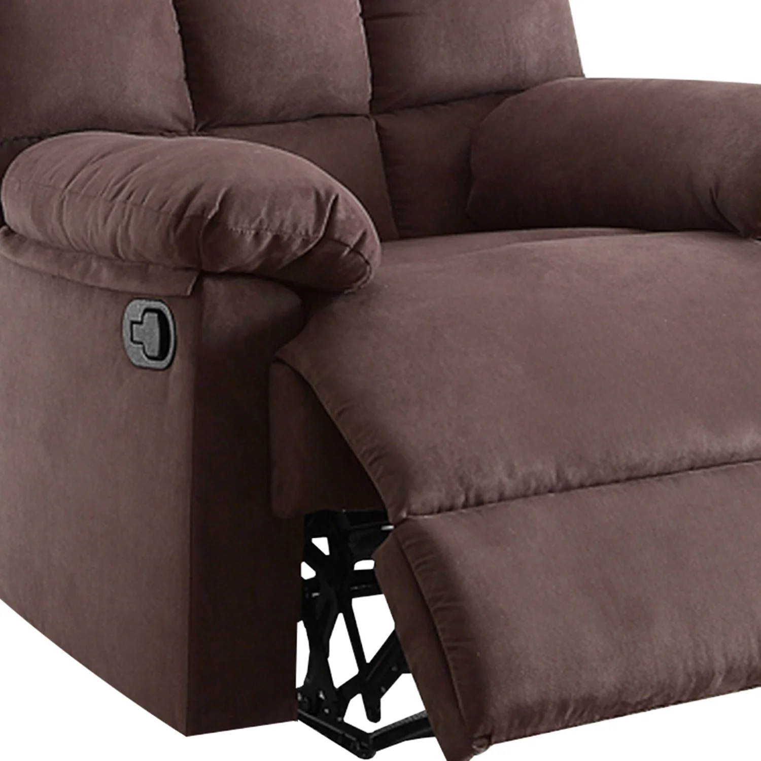Maykoosh Bohemian Bliss Plush Cushioned Recliner With Tufted Back And Roll Arms In Saddle Brown