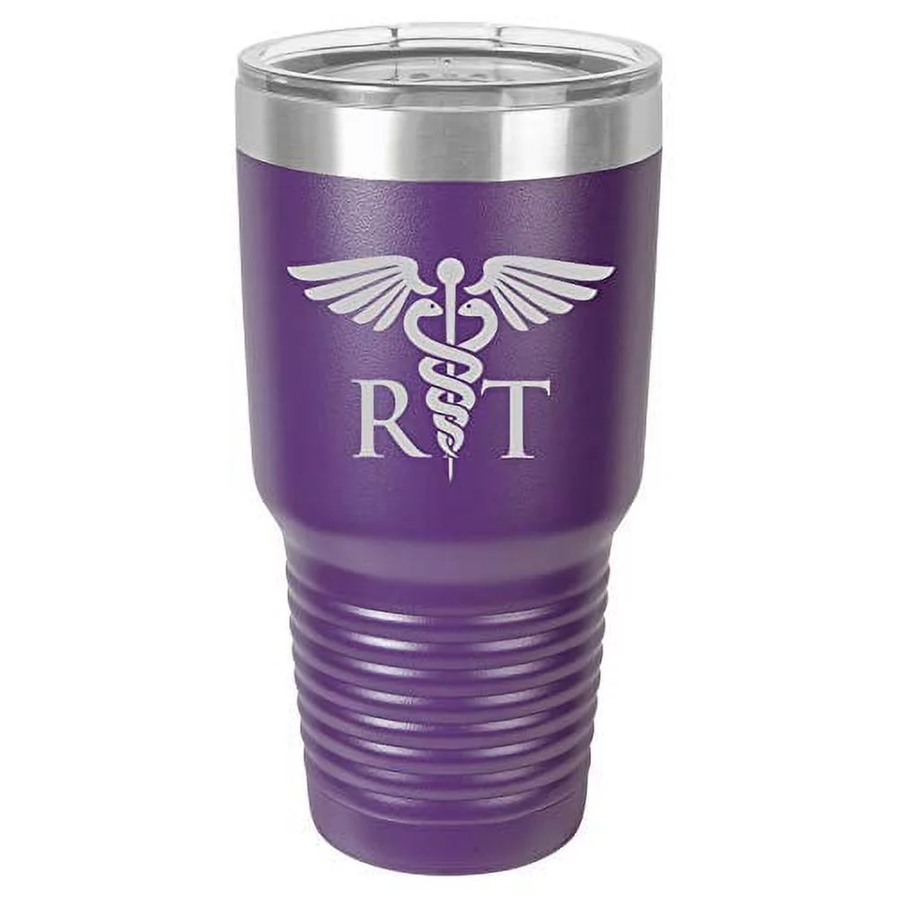 Tumbler Stainless Steel Vacuum Insulated Travel Mug RT Respiratory Therapist (Purple, 30 oz)