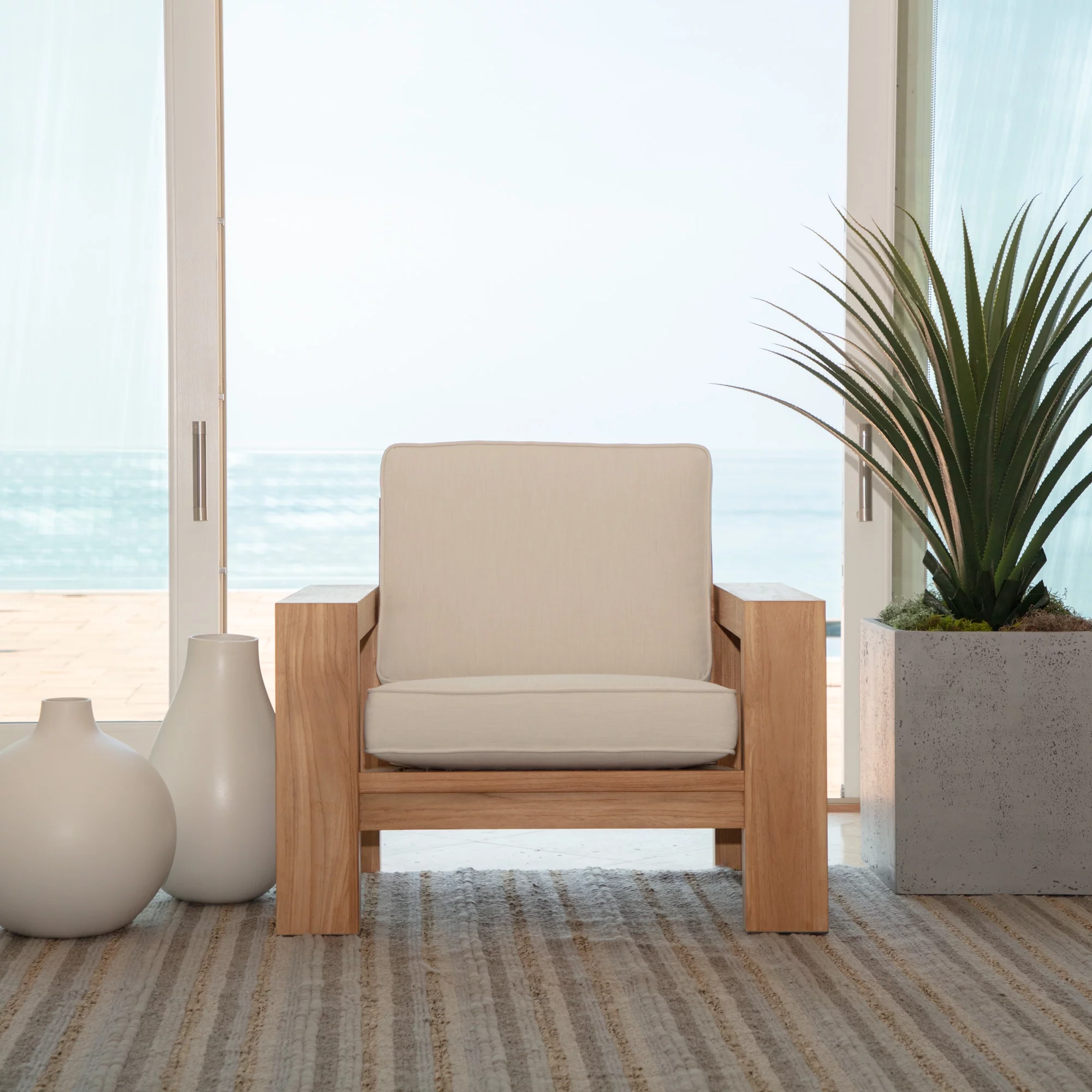 Arden Selections Oasis 26 x 24 in. Firm Deep Seat Cushion Set - Cream