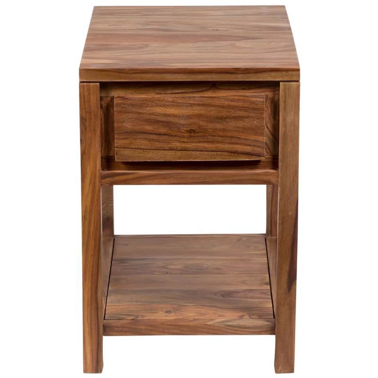 Allora Mid-Century Modern Wood End Table with Drawer in Natural Brown