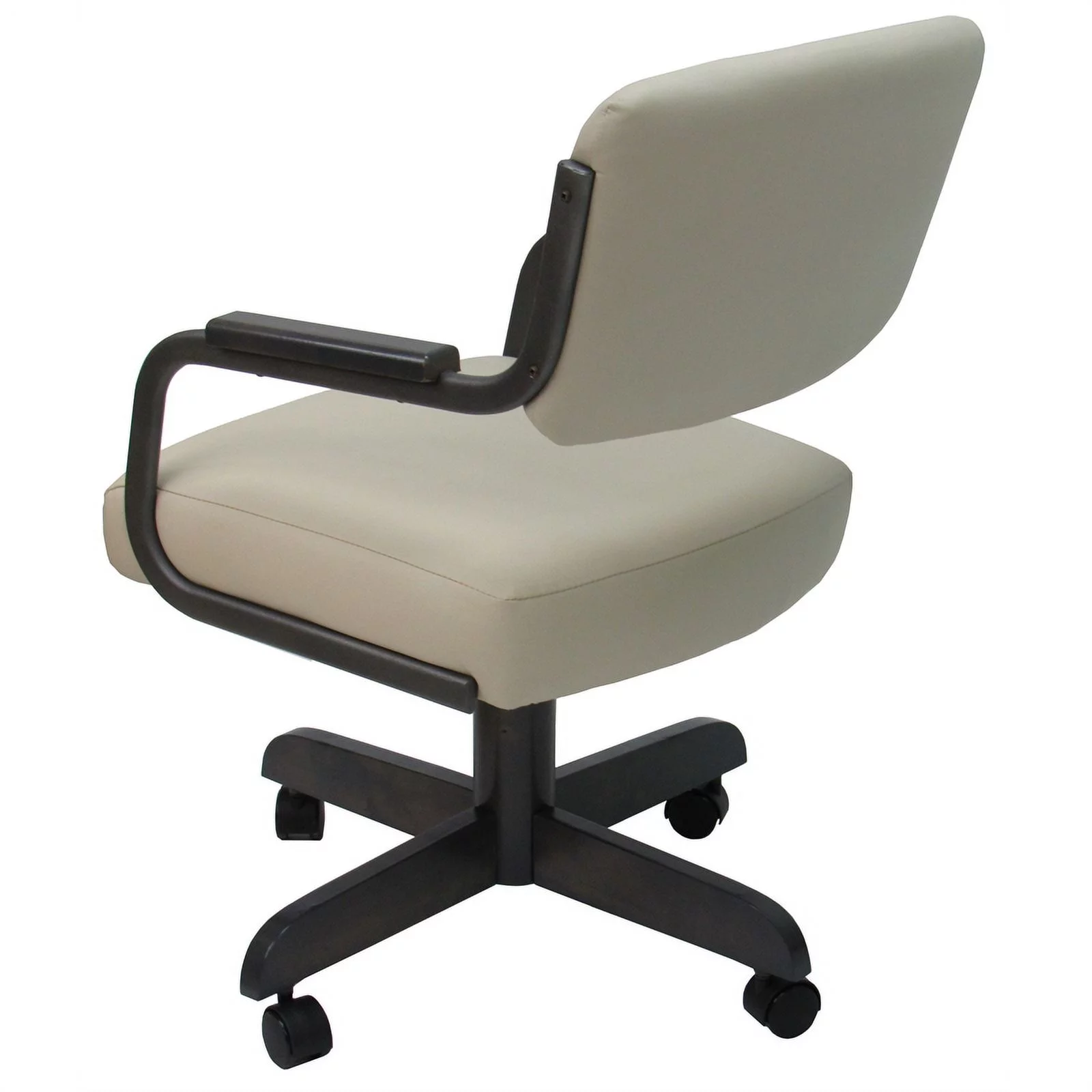 Pemberly Row Swivel Dining Chair on Wheels - Metal Frame Wood Base