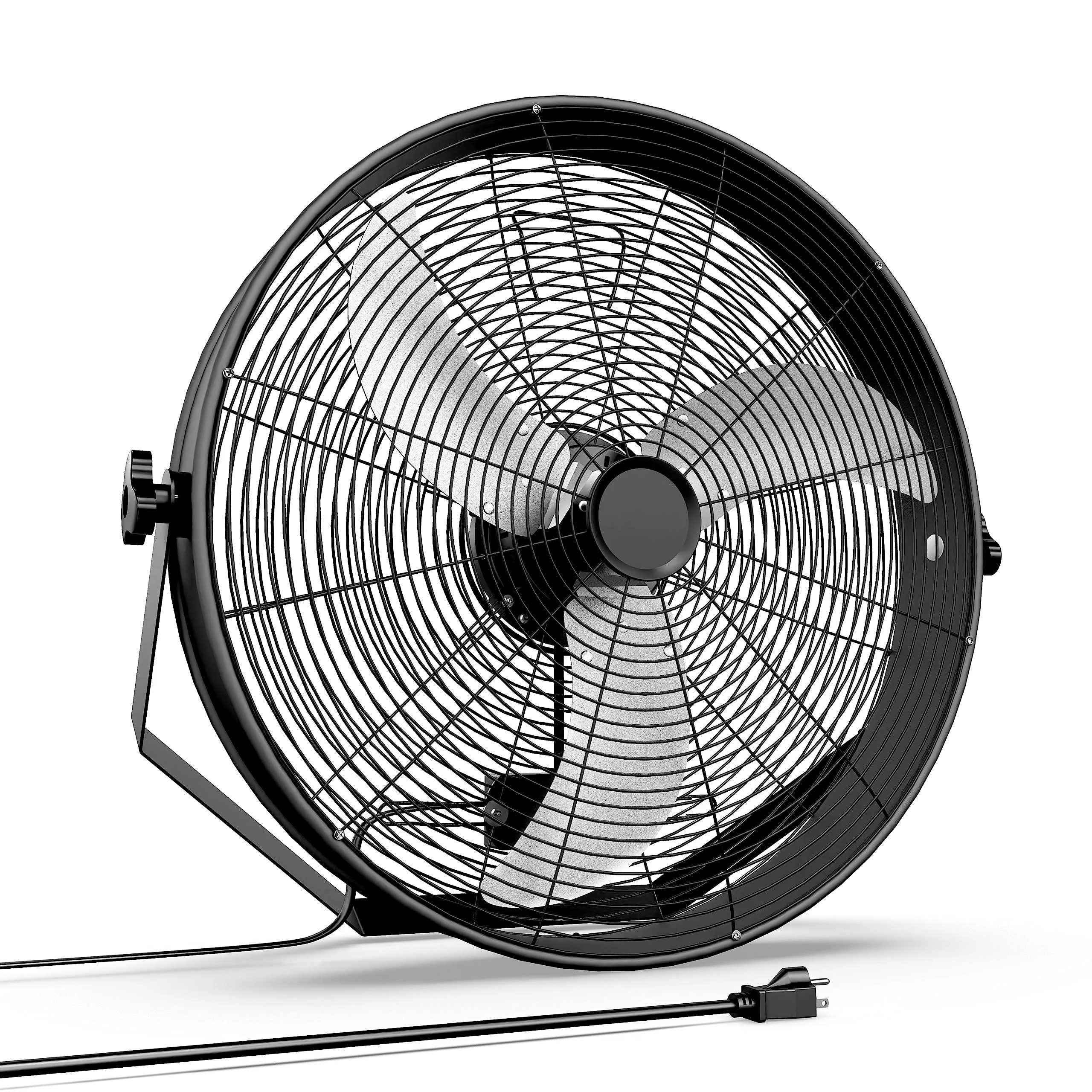 18 Inch High Velocity Wall Mount Fan with Rack, Commercial Metal Ventilation Fan, 3 Speed Industria