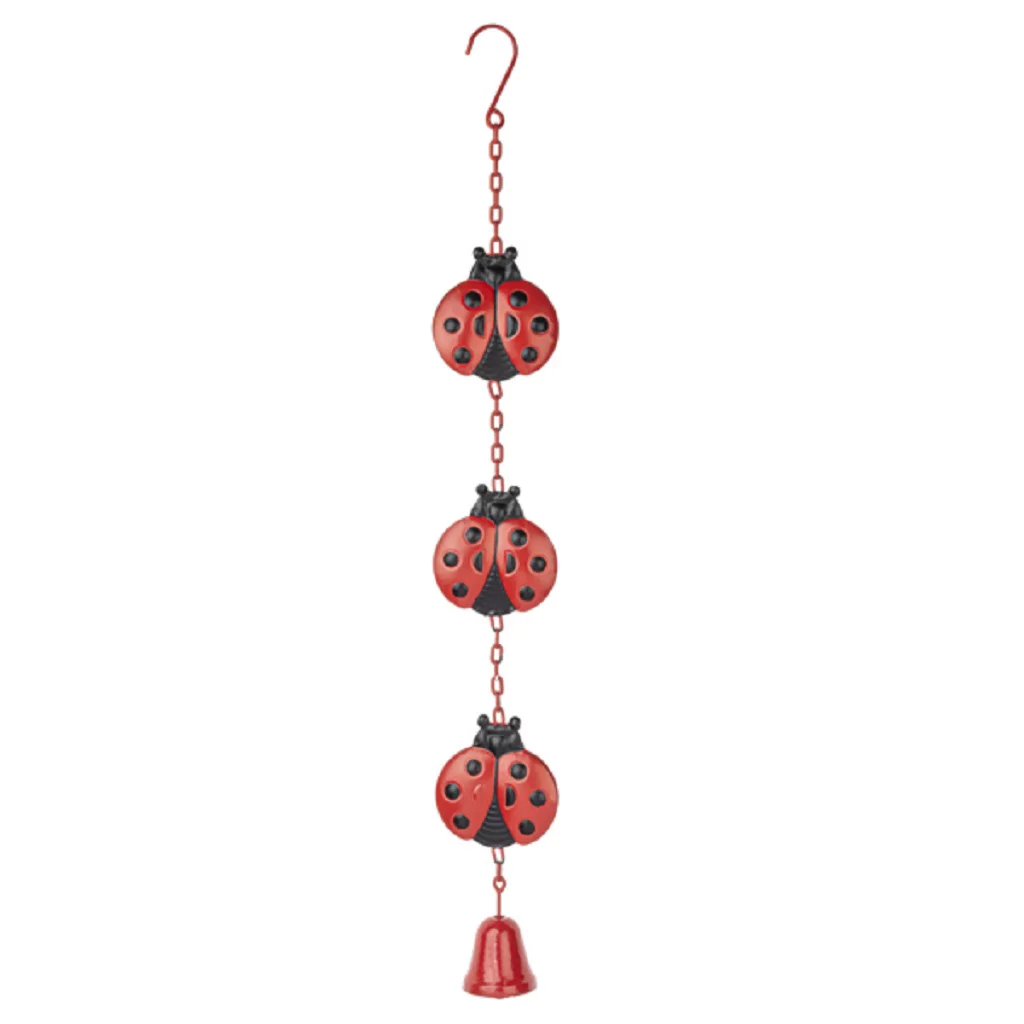 Ganz Red and Black Ladybug Metal Wind Chime Outdoor Garden Windchime 30 Inch