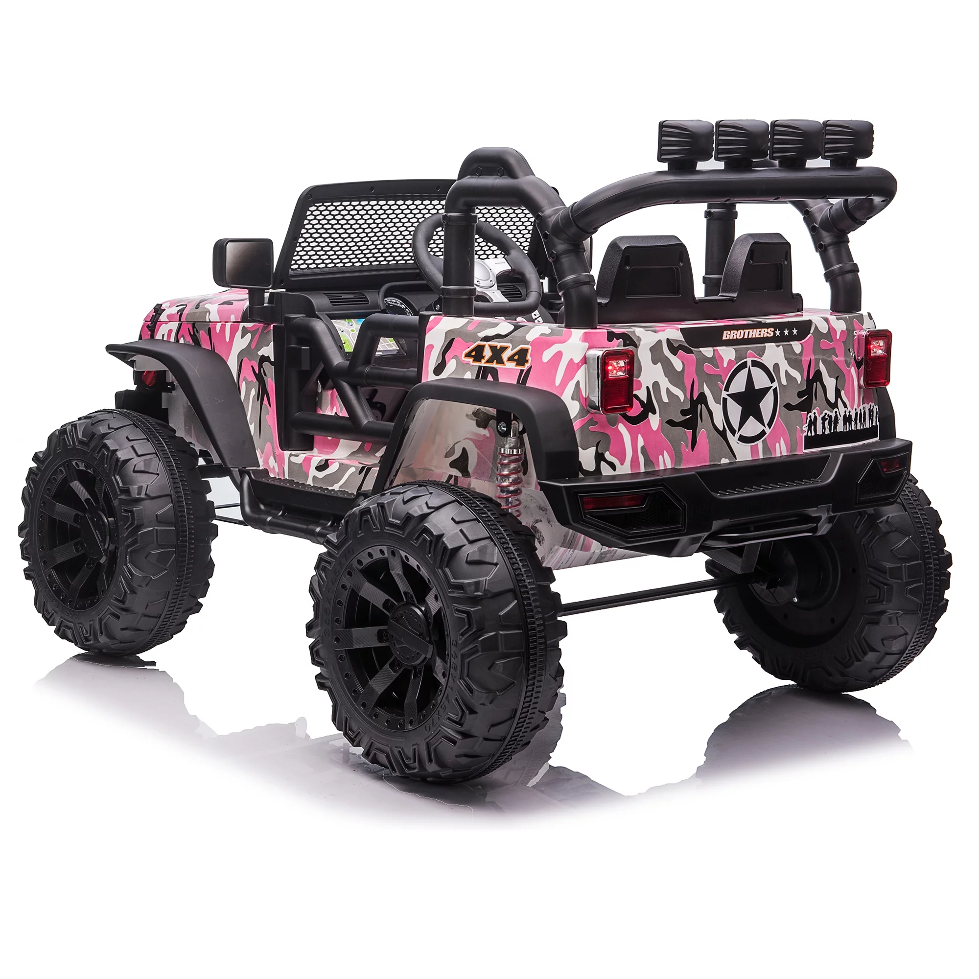 Ufurpie 24V JEEP Double Drive Children Ride-on Car With 200W*2 12V9AH*2 Battery,Parent Remote Control,Led Lights,Music Board with Bluetooth/MP3,Pink Camo